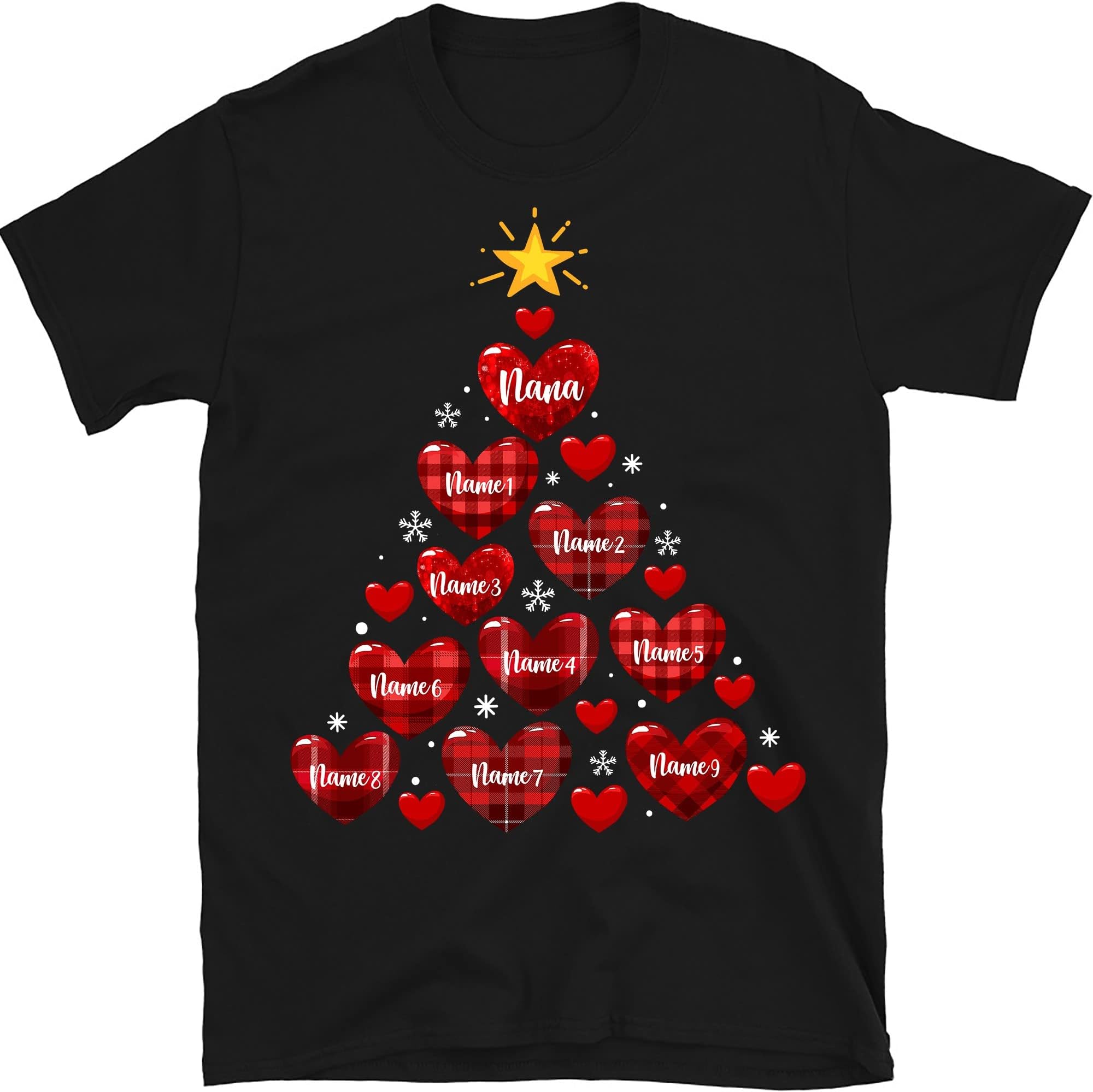 TEEDIYCustom Christmas Grandma Shirt, Personalized Nana with Grandkids Names, Christmas Tree Family Shirt Multicolored