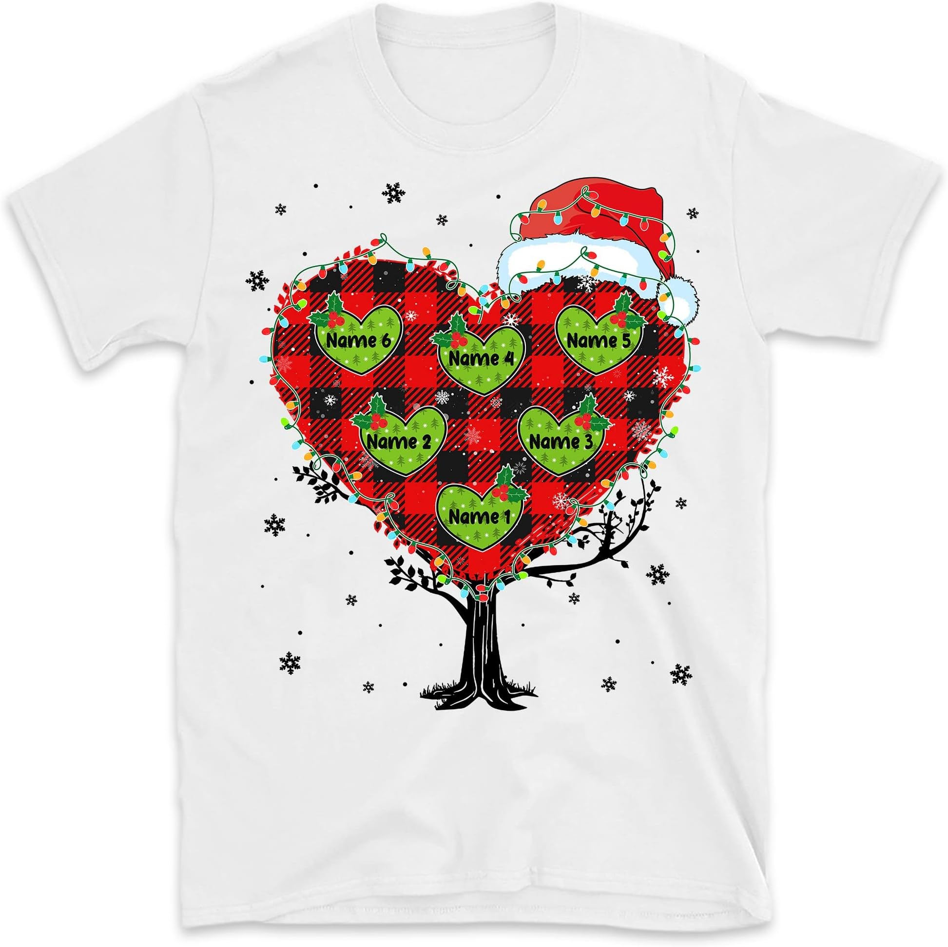 TEEDIYFamily Christmas Tree Shirt, Custom Names Family Members Shirt, Matching Christmas Shirt Multicolored