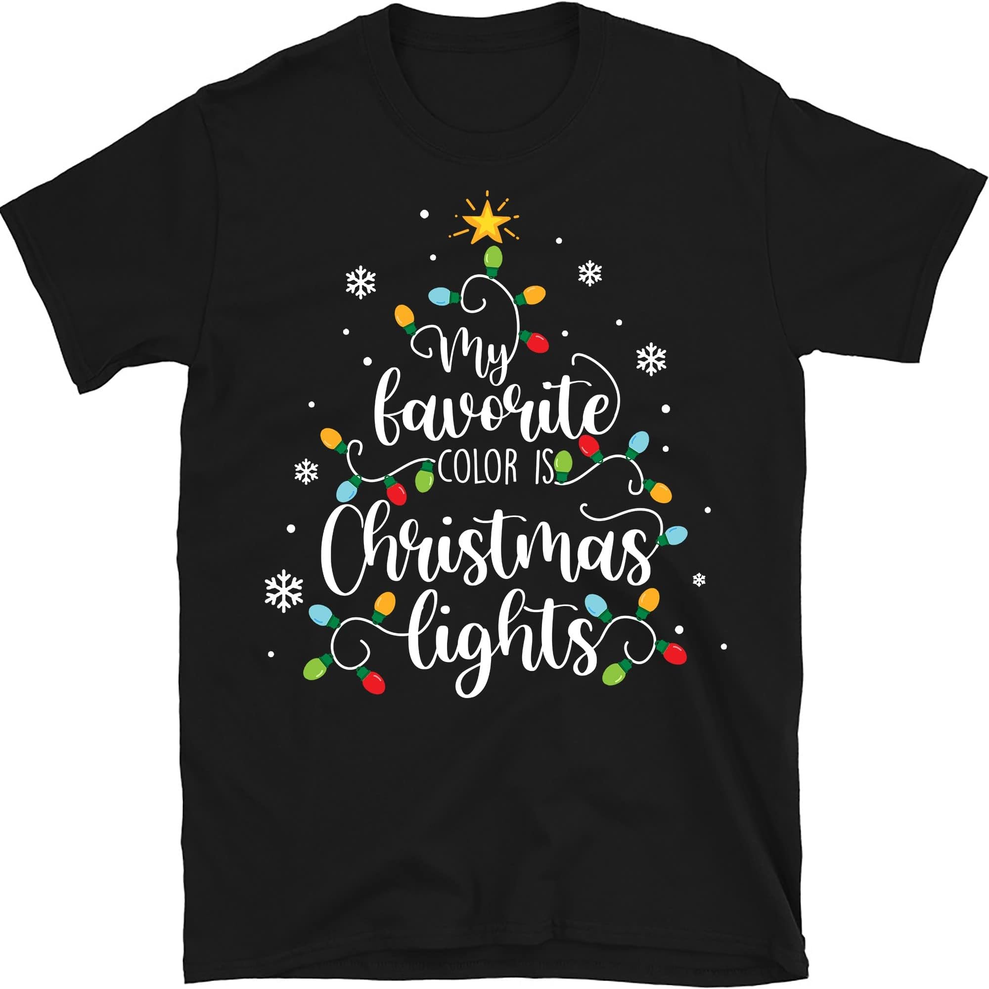 TEEDIYMy Favorite Color is Christmas Lights Tee Funny Xmas Gifts T-Shirt - Black 3X-Large
