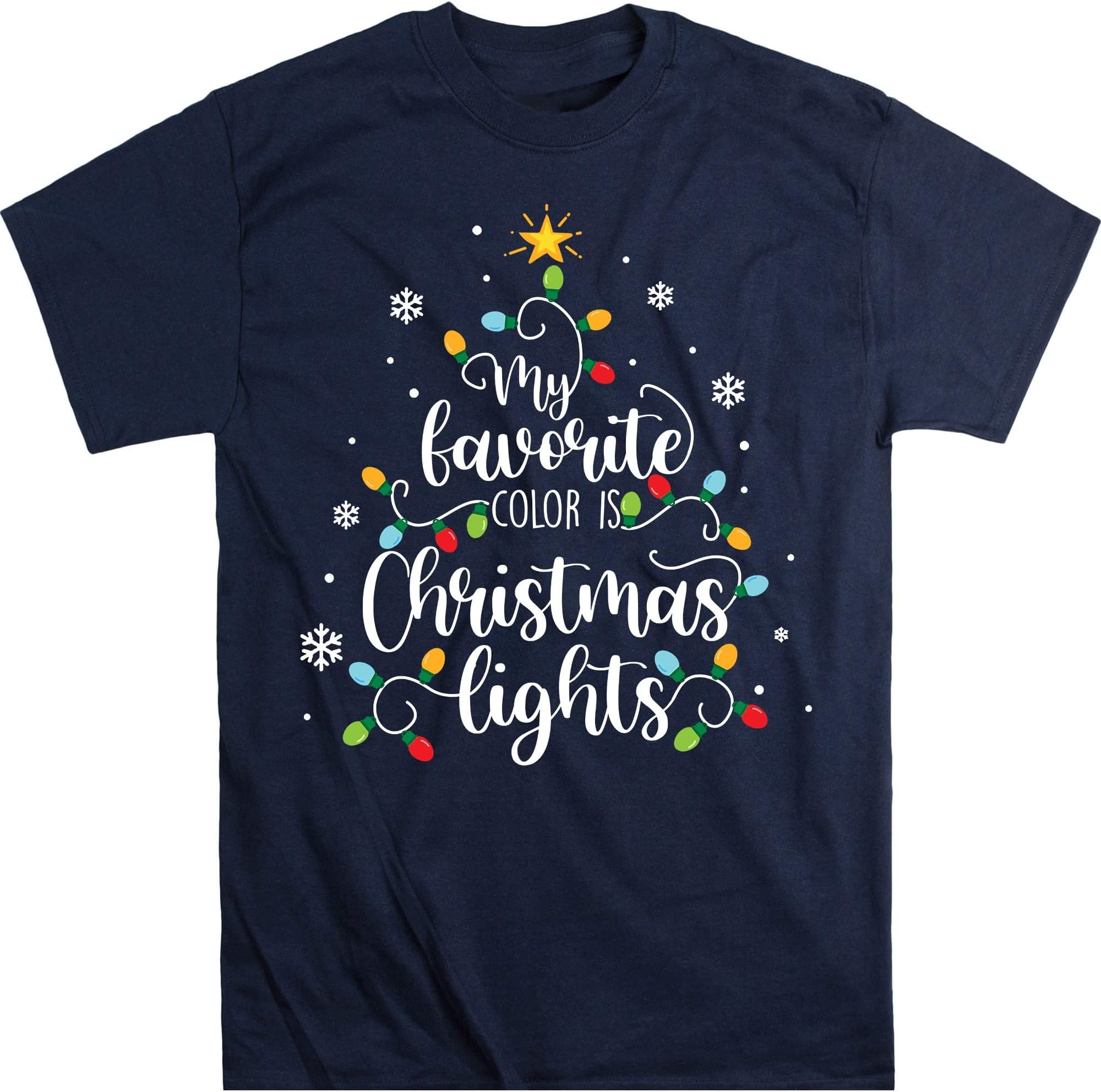 TEEDIYMy Favorite Color is Christmas Lights Tee Funny Xmas Gifts T-Shirt - Navy 3X-Large