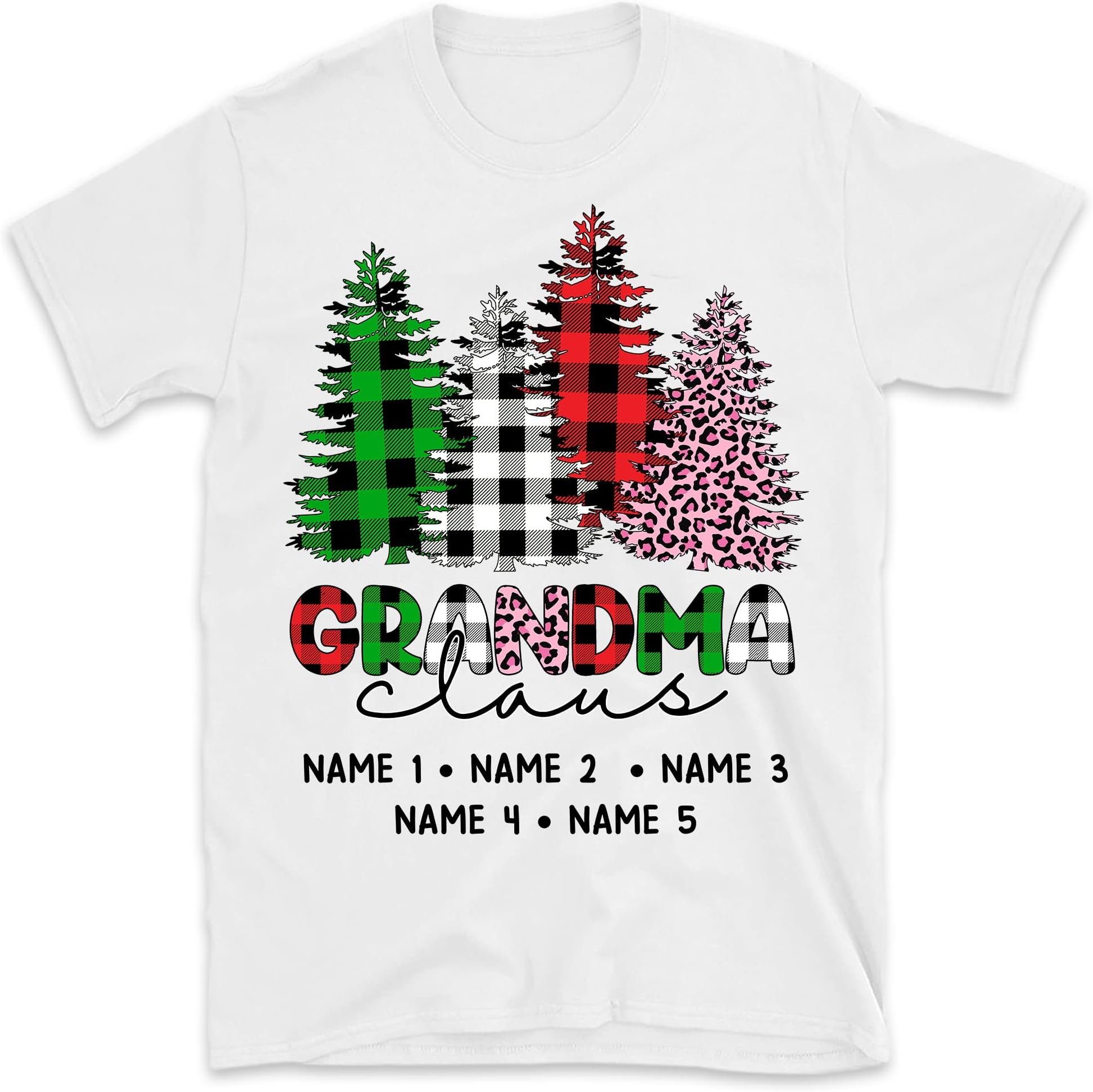 TEEDIYPersonalized Christmas Grandma T-Shirt, Nana Shirt with Grandkid Names, Custom Grammy Christmas Shirt, Mimi Shirt with Names, Granny Xmas Shirt Multicolored