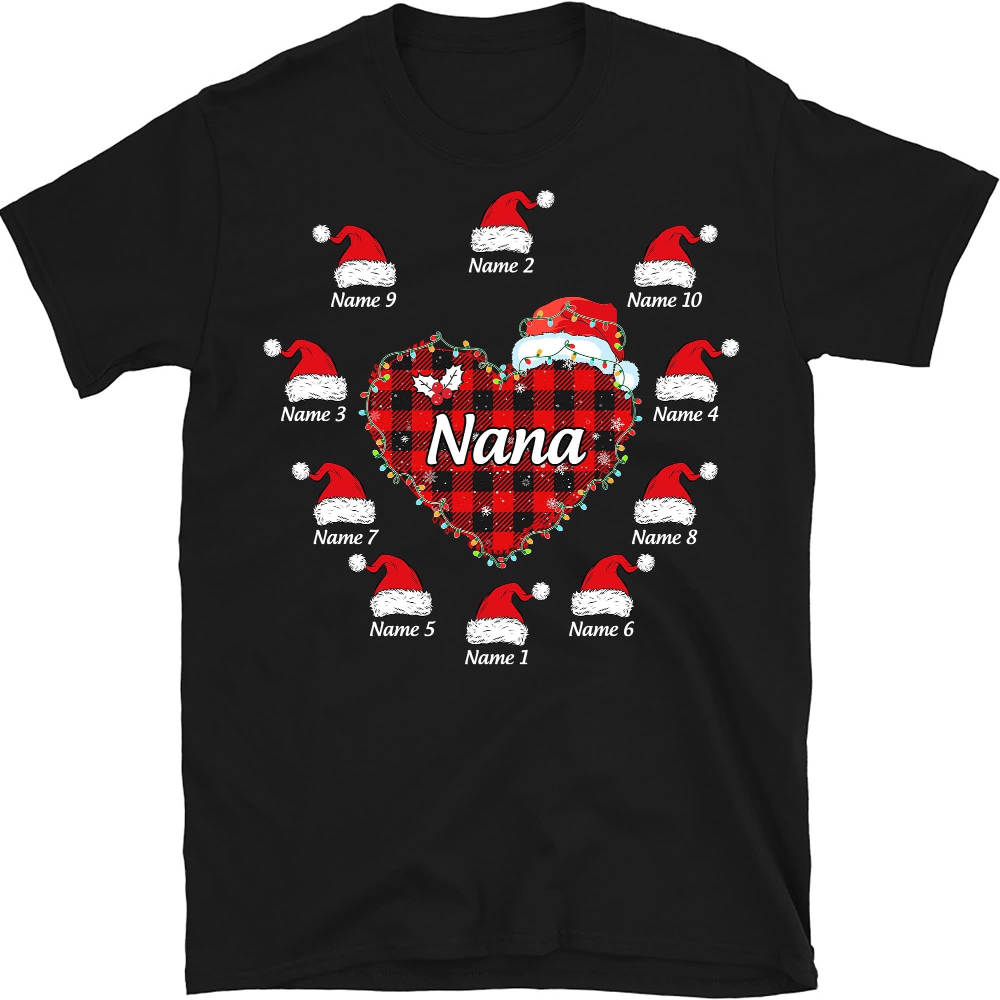 TEEDIYPersonalized Nana Christmas Shirt, Custom Grandkids Grandma T Shirt, Grandma Christmas Tree Shirt Multicolored