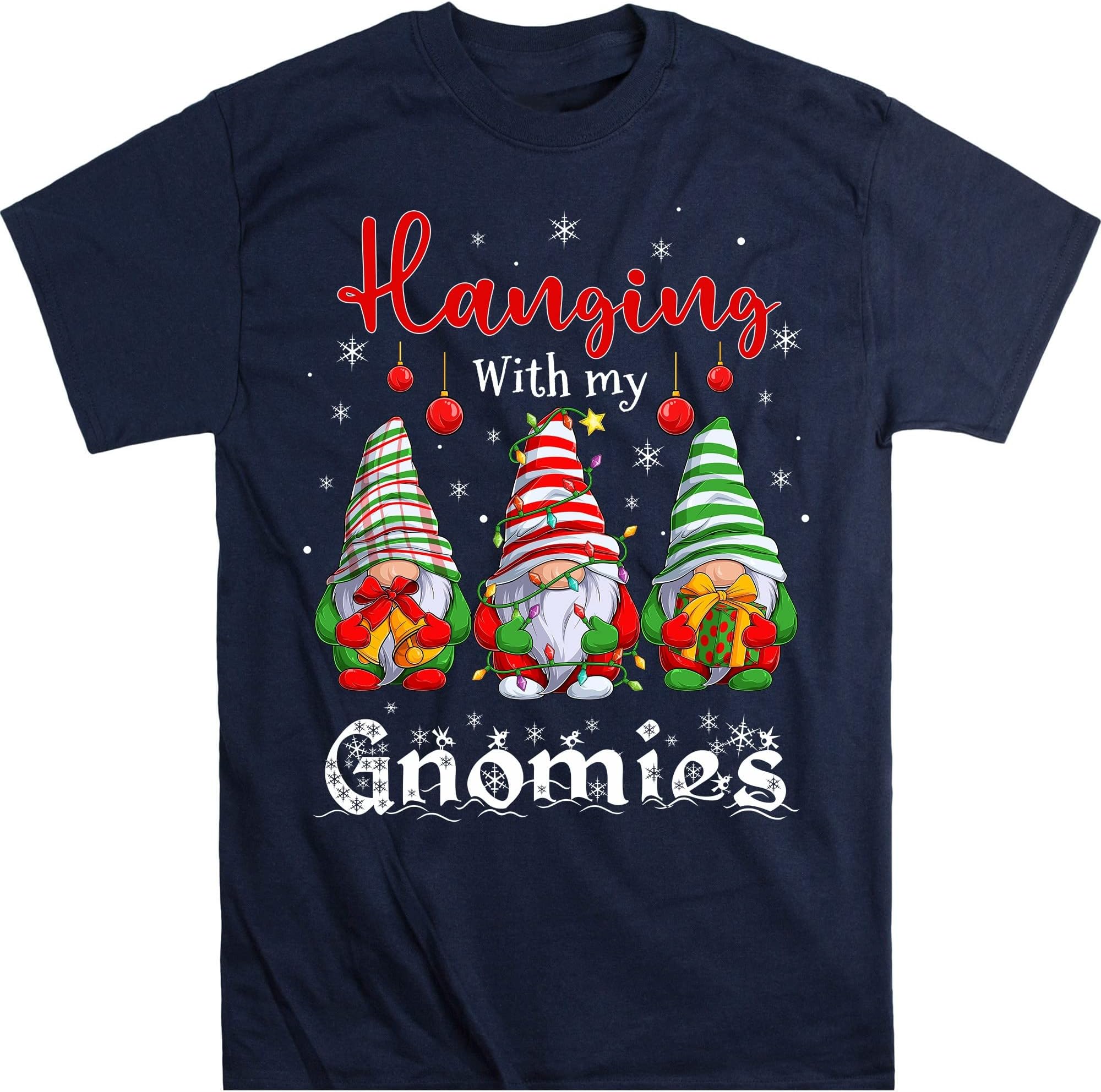 TEEDIYHanging with My Gnomies Shirt, Funny Gnome Christmas Shirt, Matching Family Pajama - Navy Small
