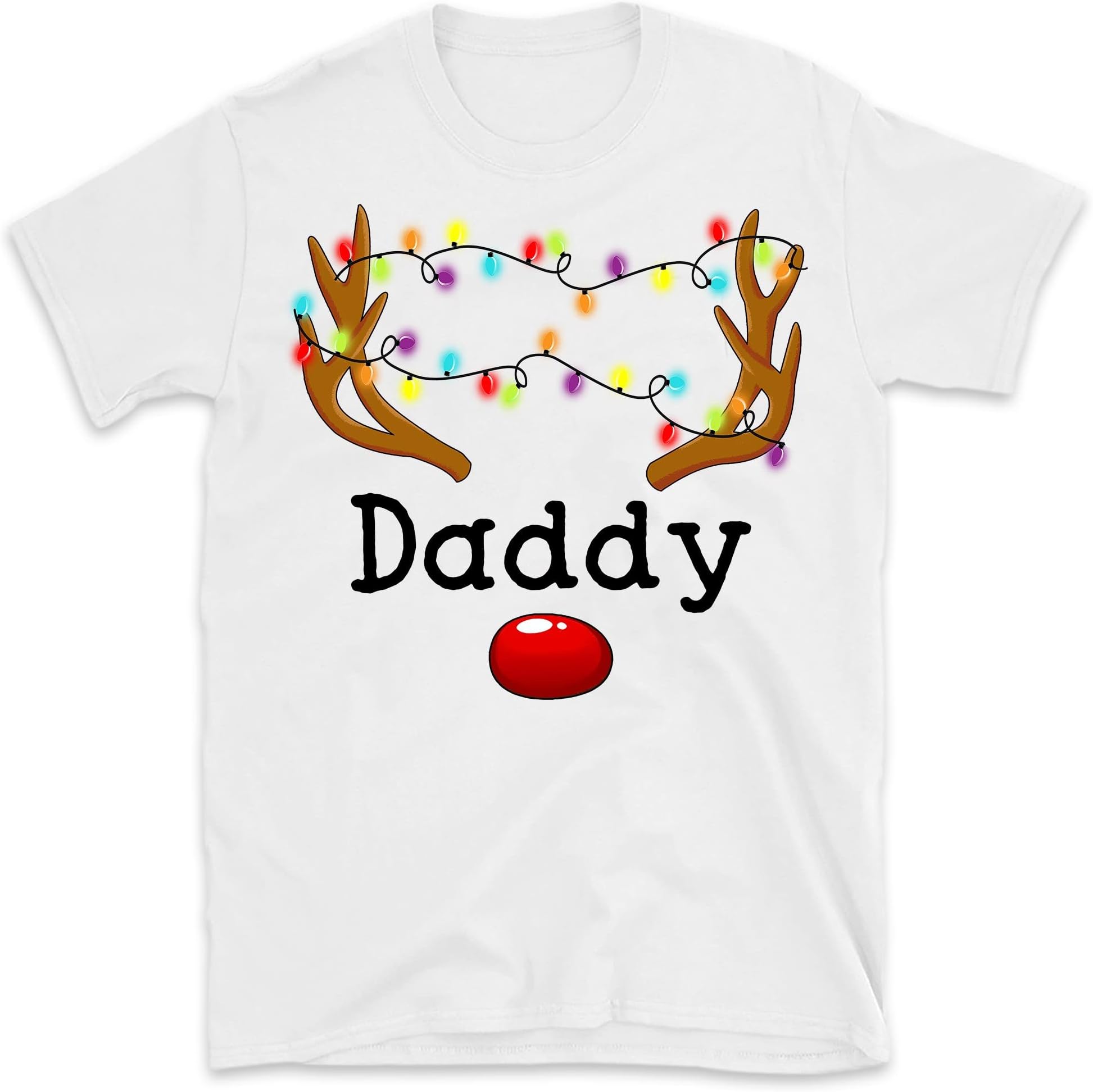 TEEDIYFamily Matching Christmas T-Shirt Personalised Festive Red Glitter Nose Reindeer Add Any Name