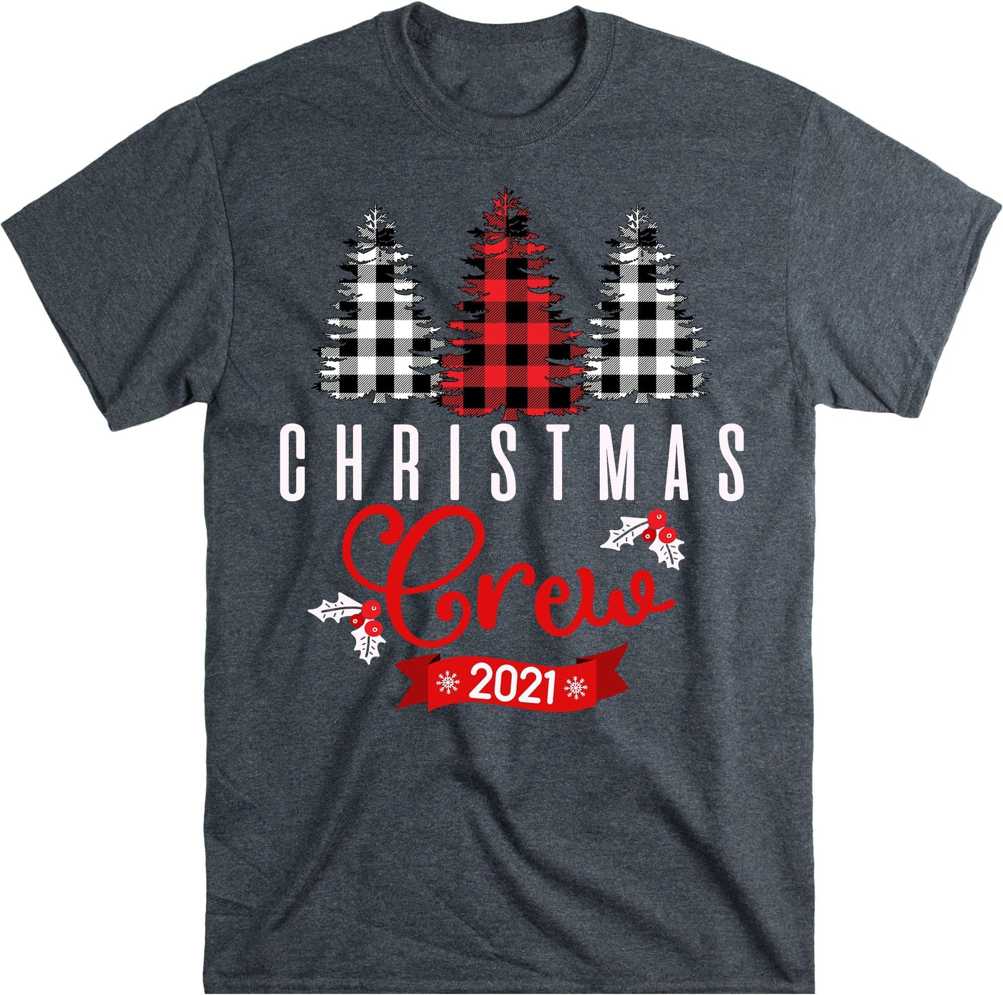 TEEDIYChristmas Crew 2021 Shirt, Christmas Family Crew Shirts, Christmas Family Shirts, Christmas T-Shirt for Family - Dark Heather 4X-Large