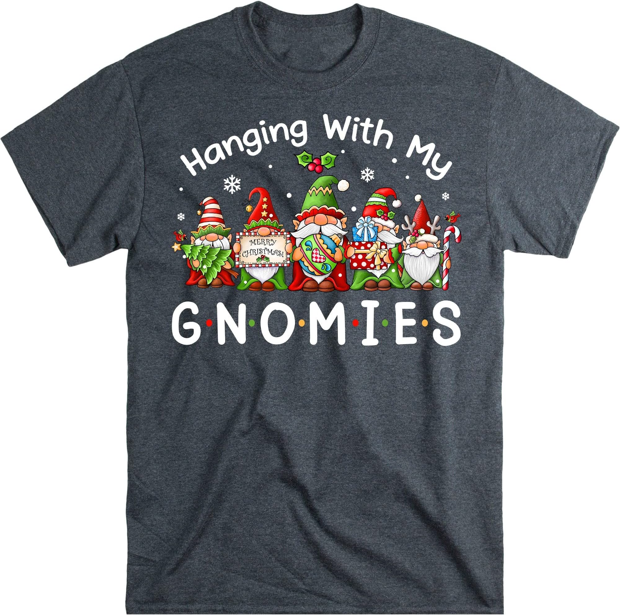 TEEDIYHanging with My Gnomies Funny Gnome Friend T-Shirt - Dark Heather Medium