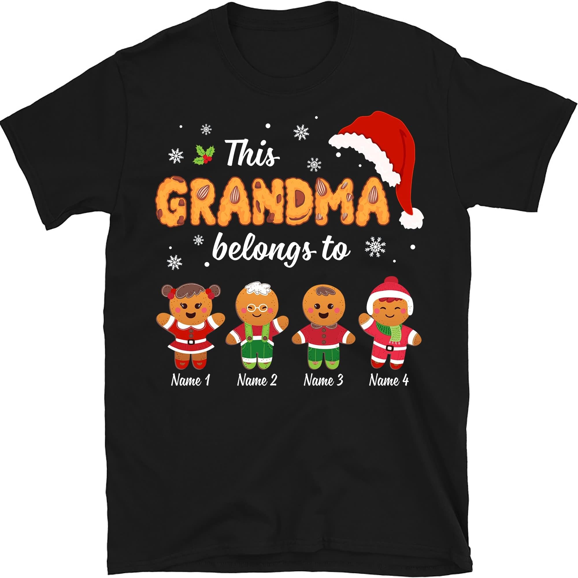 TEEDIYGrandma Christmas T Shirt, Christmas Cookies Shirt, Custom Nana Shirts, Christmas Grandma Mom Dad Papa Multicolored