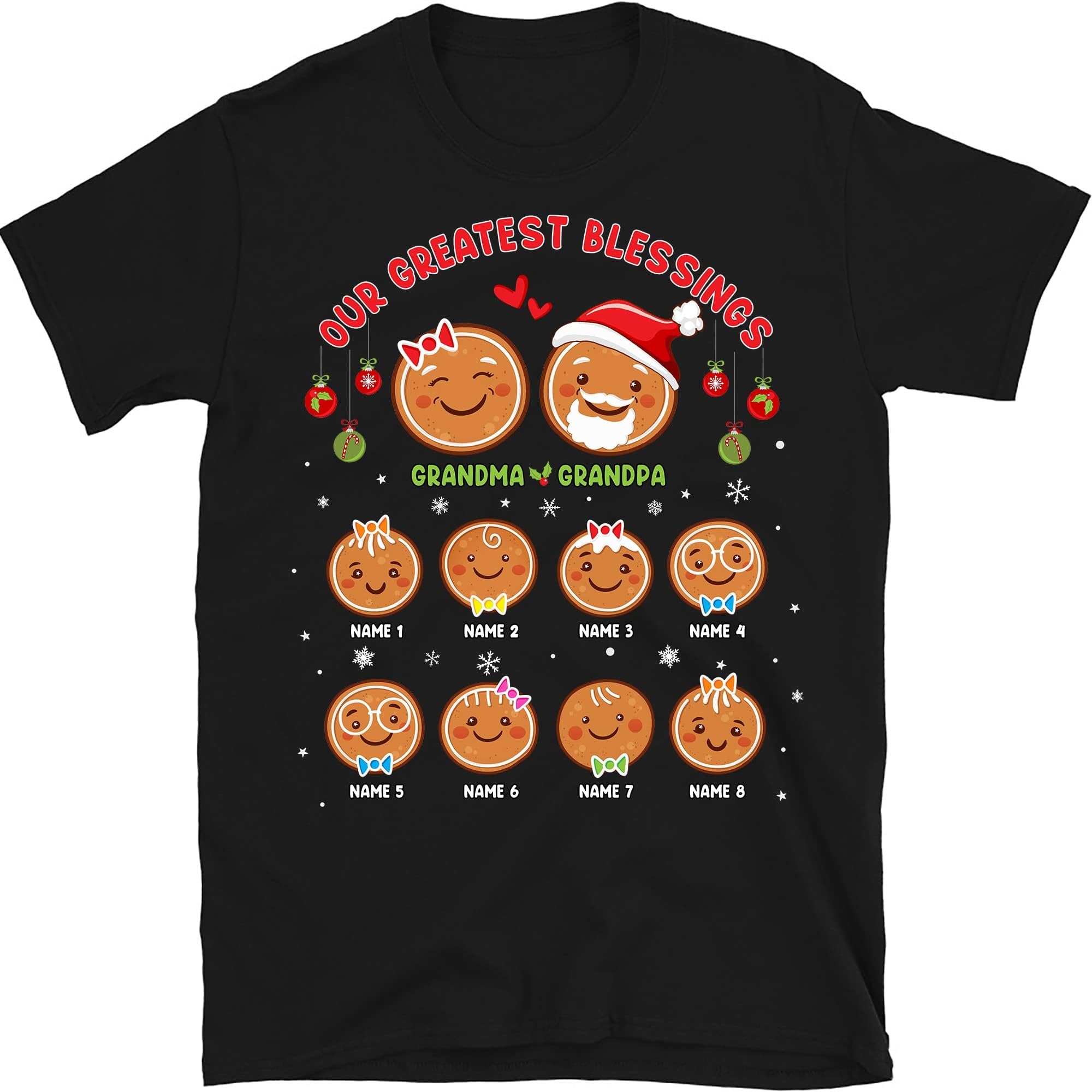 TEEDIYGrandpa Grandma with Grandkids Name Christmas Personalized T Shirt, Custom Nana Shirt, Christmas Mom Dad Papa Grandpa Multicolored