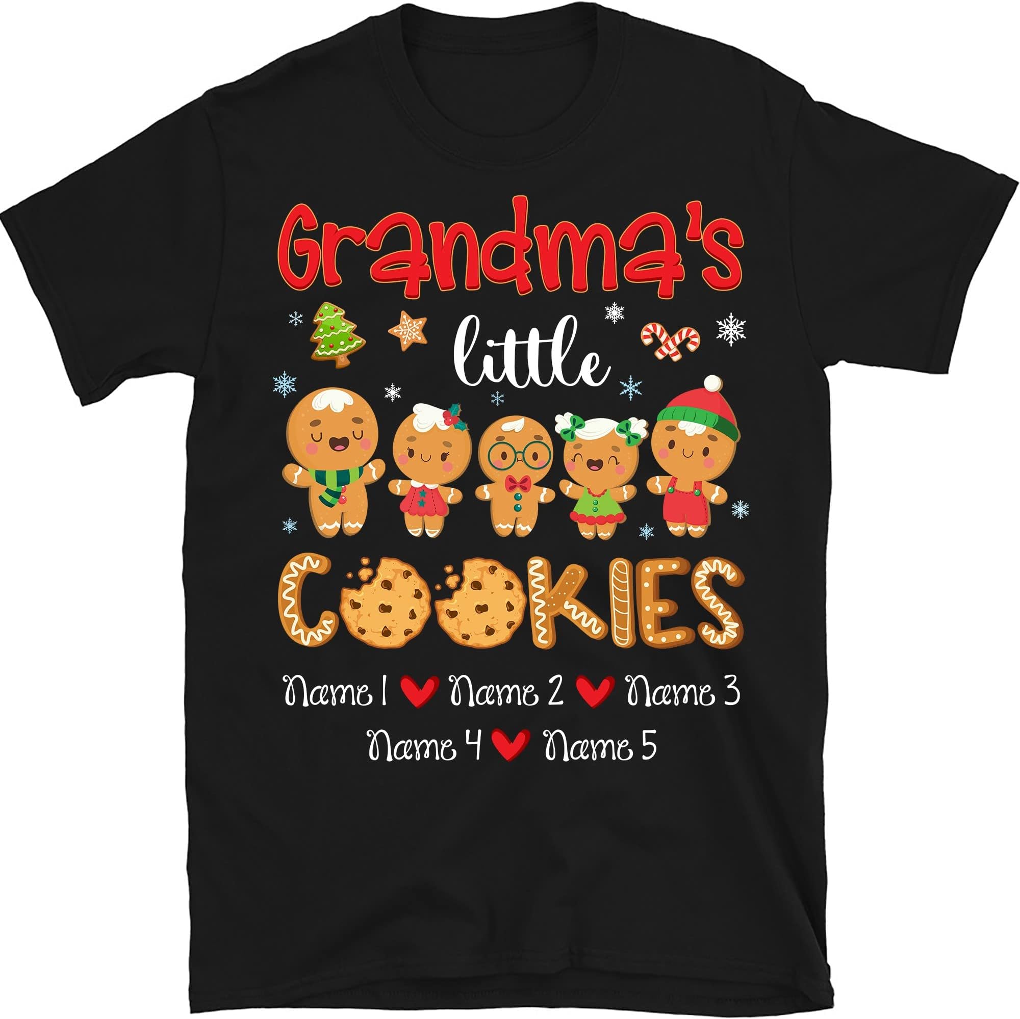 TEEDIYGrandma Christmas Personalized T Shirt, Christmas Cookie Shirt, Custom Nana Shirt, Christmas Grandma Mom Dad Papa Multicolored