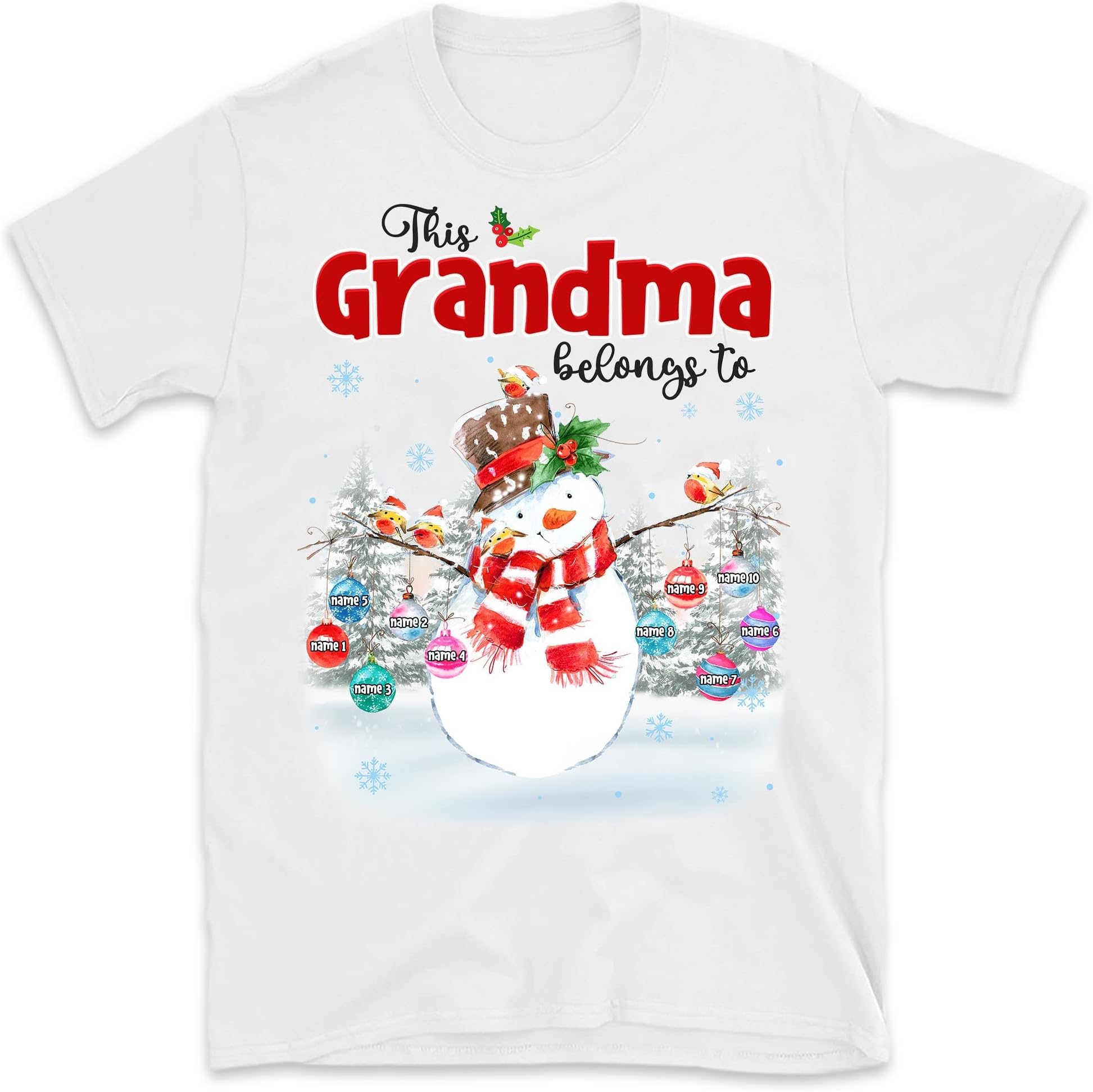 TEEDIYGrandpa Grandma with Grandkids Name Christmas Personalized T Shirt, Custom Nana Shirt, Christmas Mom Dad Papa Grandpa, This Grandma Belongs to Multicolored