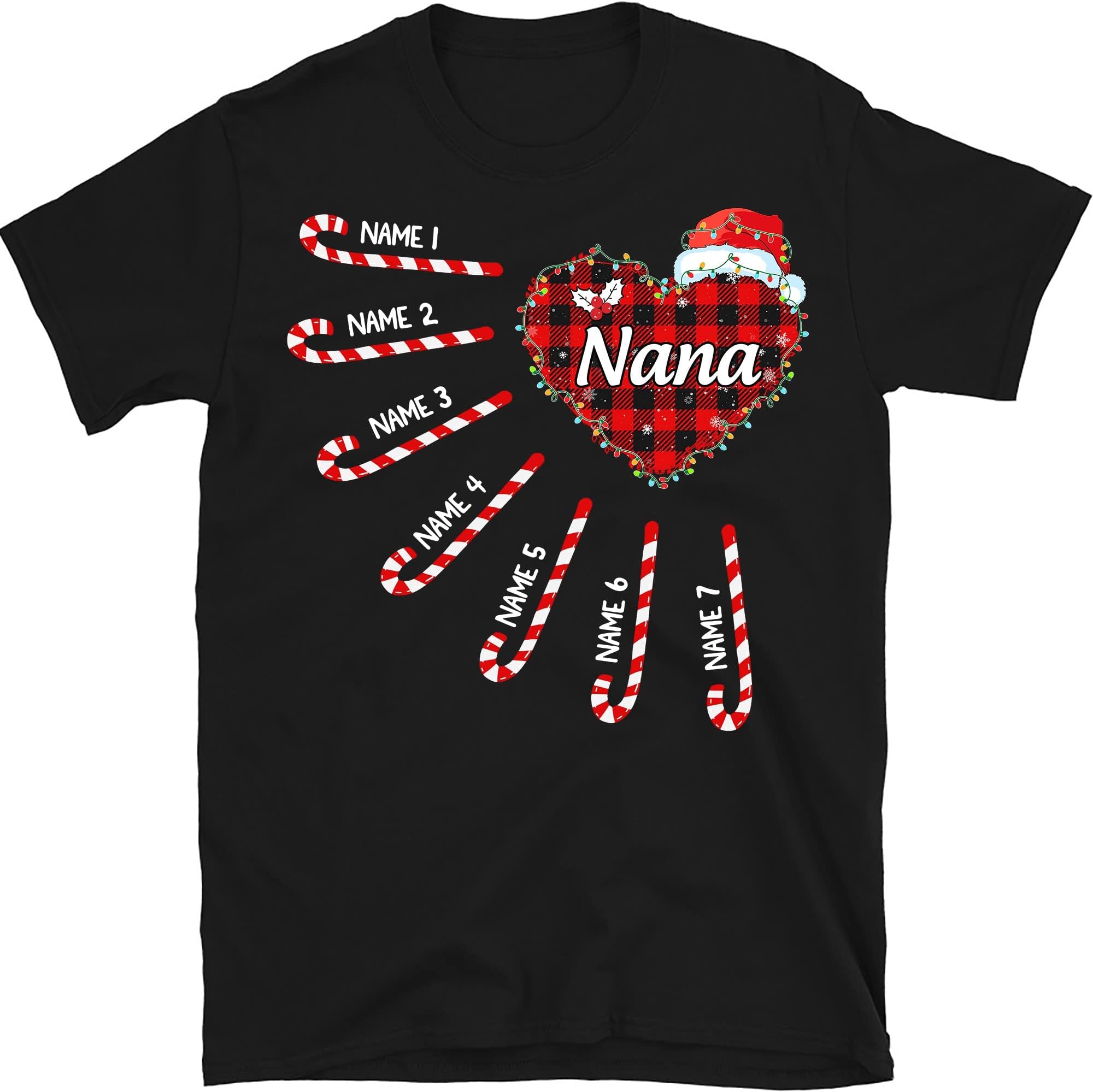 TEEDIYPersonalized Nana Christmas Shirt, Custom Grandkids Grandma T Shirt, Grandma Christmas Tree Multicolored