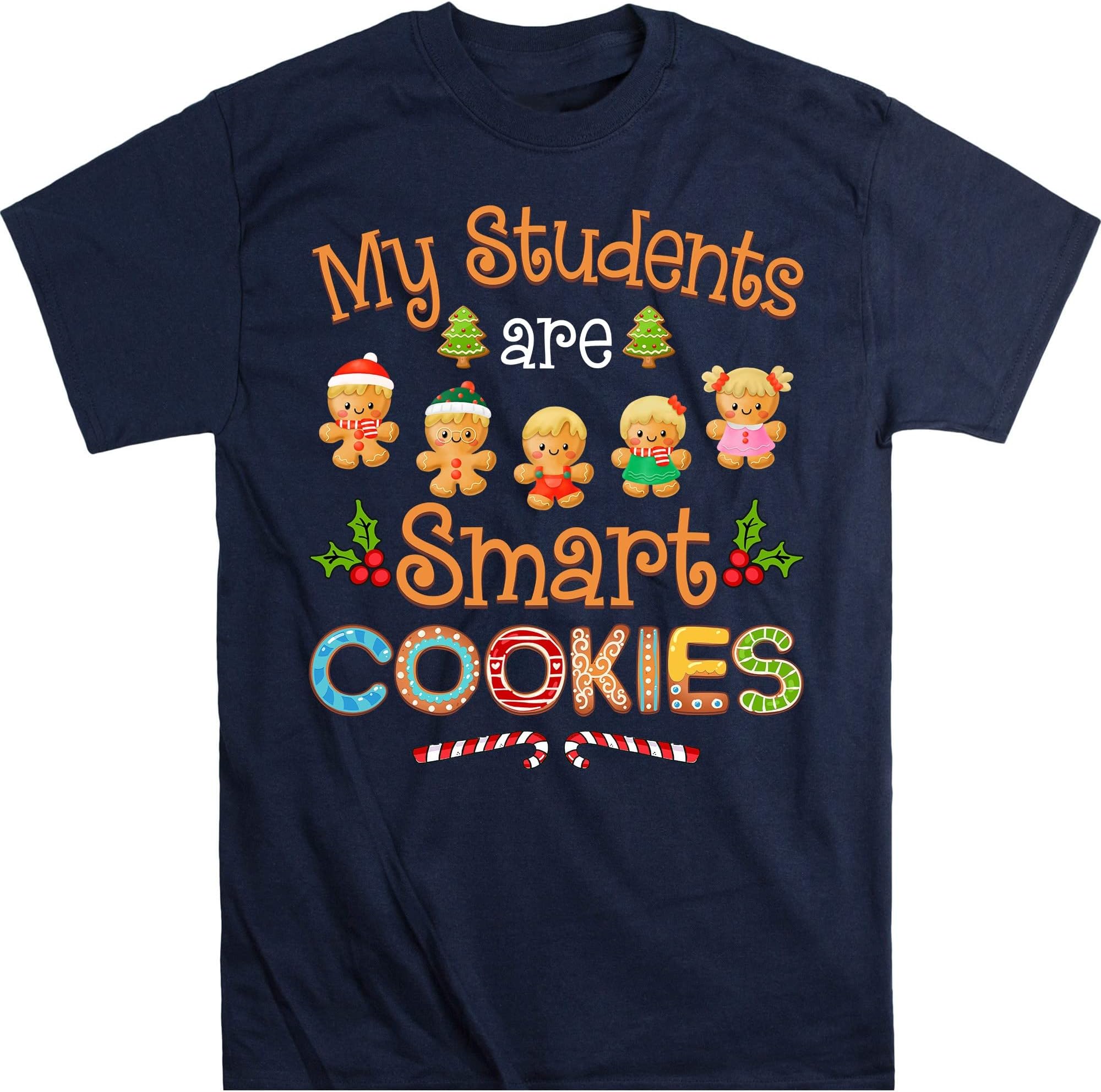 TEEDIYTeacher Christmas Matching My Students Kids are Smart T-Shirt, Funny Teacher Christmas Shirts - Navy Large