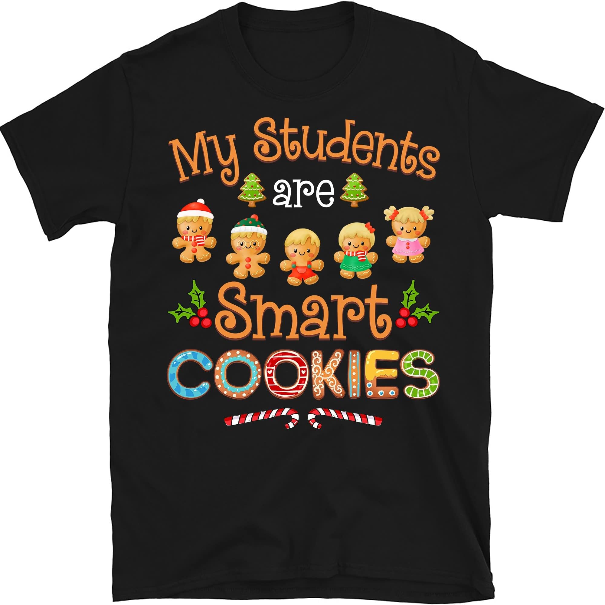 TEEDIYTeacher Christmas Matching My Students Kids are Smart T-Shirt, Funny Teacher Christmas Shirts - Black Small