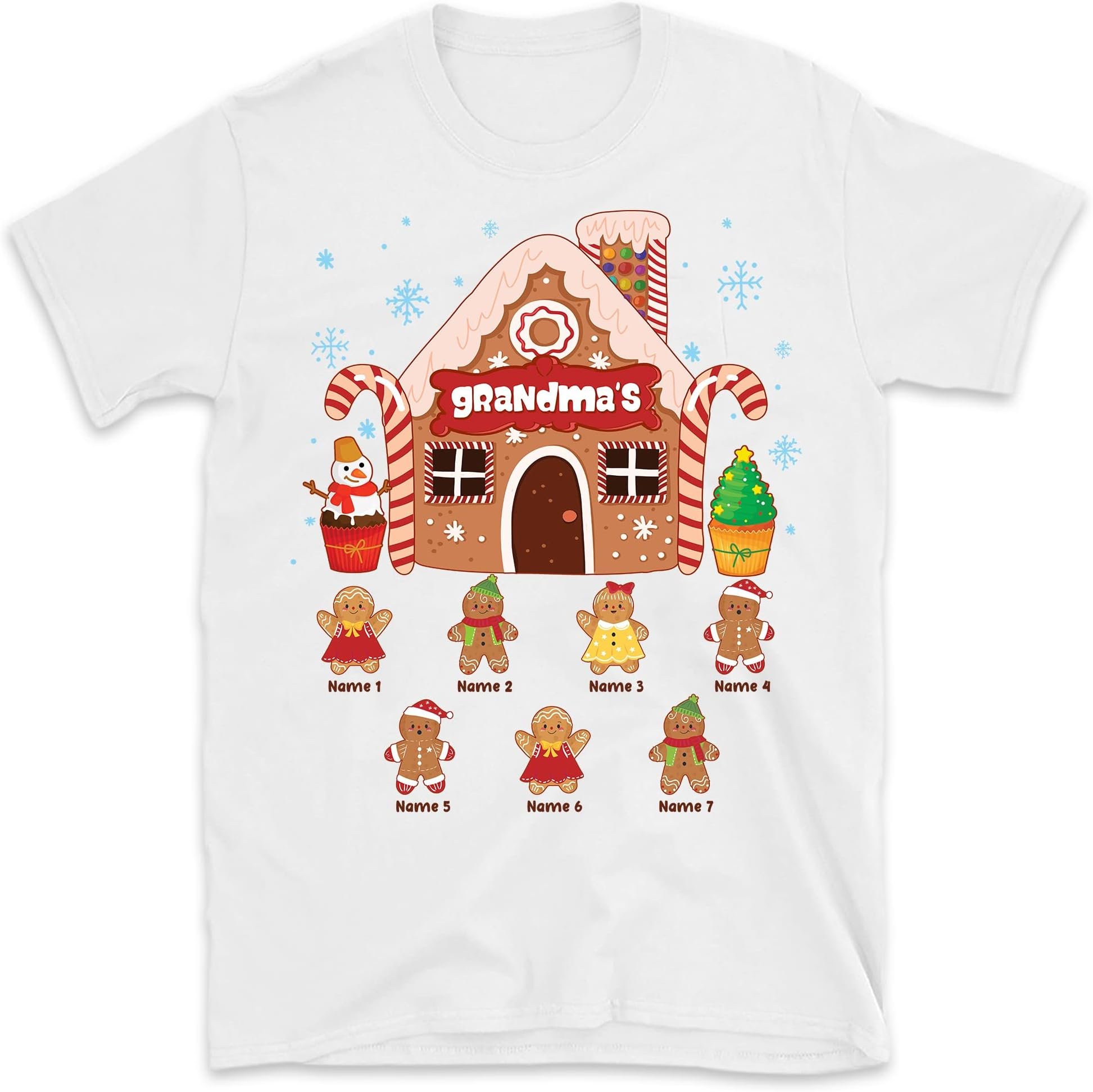 TEEDIYGrandma with Grandkids Name Christmas Personalized T Shirt, Grandmas Cookie Crew Christmas Shirt, Christmas Nana Shirt, Christmas Grandma Mom Shirt, for Grandma, Mom, Nana, Mimi Multicolored
