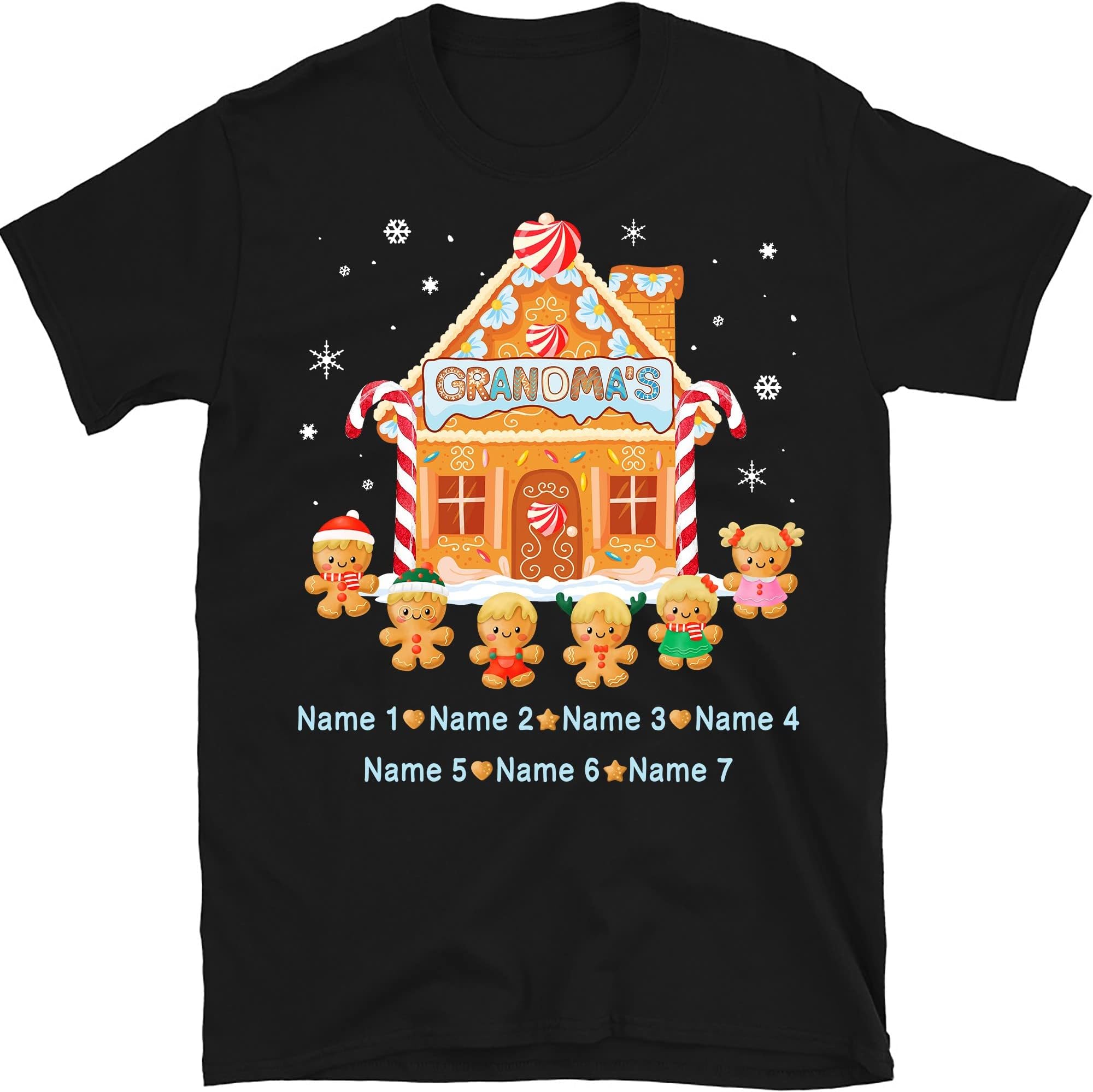 TEEDIYGrandma with Grandkids Name Christmas Personalized T Shirt, Grandmas Cookie Crew Christmas Cookies Shirt, Custom Grandma Shirt, Christmas Grandma Mom Dad Multicolored