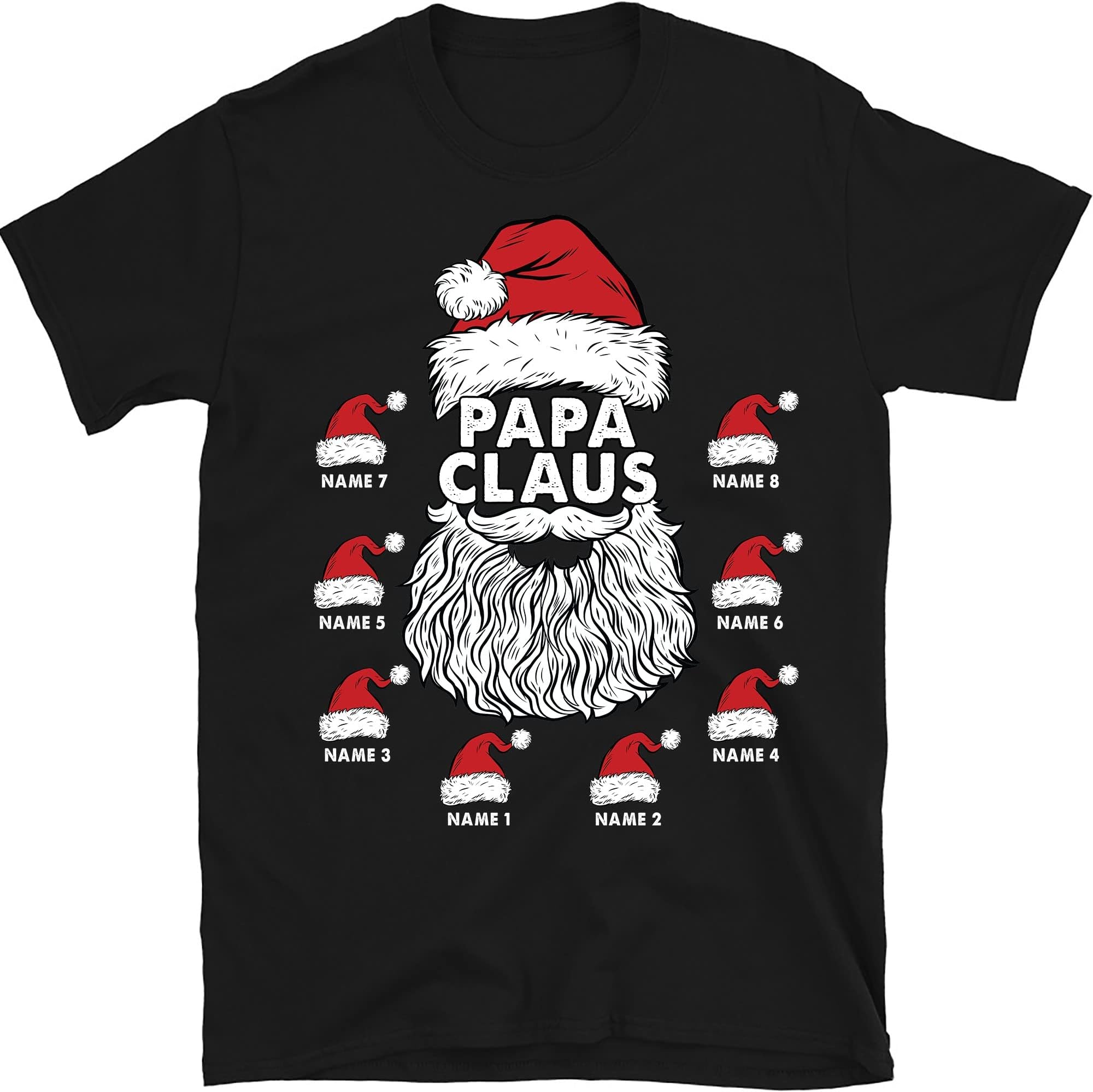 TEEDIYPersonalized Papa Claus Christmas Shirt, Grandpa Dad Christmas, Custom Grandkids Grandpa T-Shirt, for Grandpa, Dad, Father