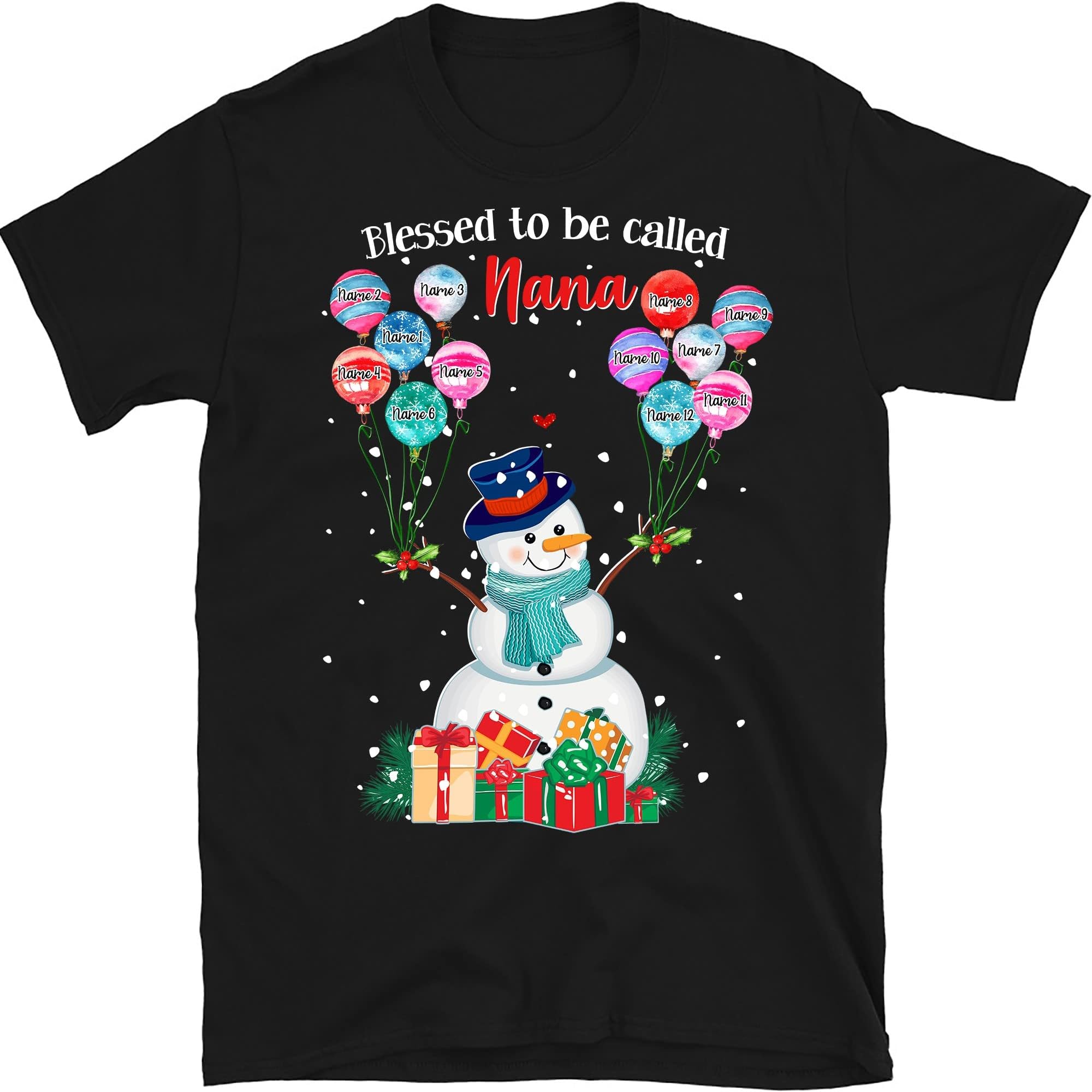 TEEDIYPersonalized Grandma Christmas Shirt, Custom Nana Christmas Shirt, for Grandpa, Mom, Dad, Grandma Shirt with Grandkids Names Multicolored