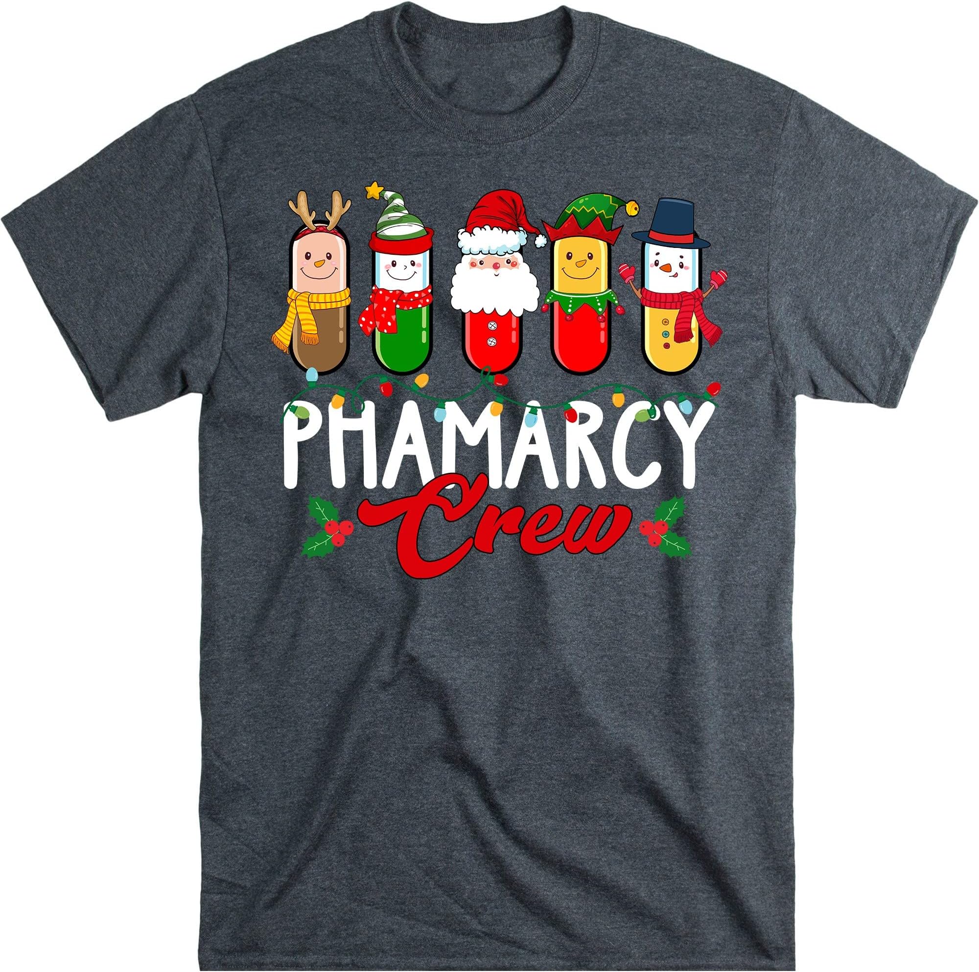 TEEDIYPharmacy Crew Shirt, Pharmacist Shirt, Pharmacy Technician, Christmas Shirt, Pharmacist, Xmas Shirt for Pharmacists - Dark Heather 3X-Large