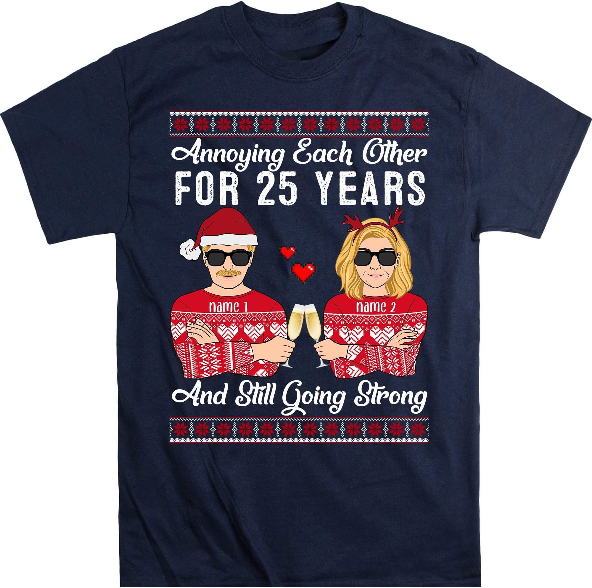 TEEDIYPersonalized Christmas Couple Gift Annoying Each Other for Years and Still Going Strong, Husband and Wife Customized - Navy XX-Large