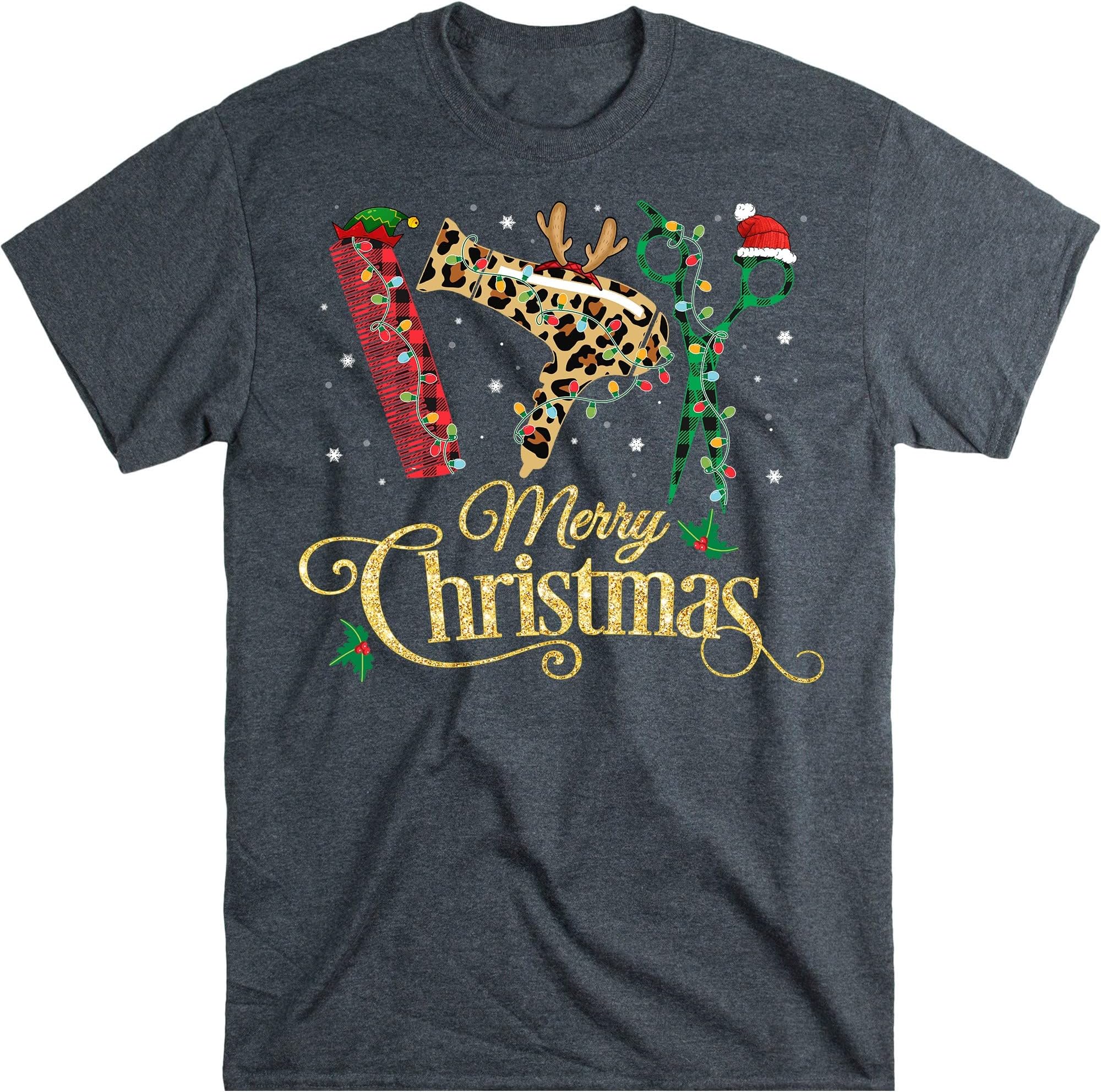 TEEDIYMerry Christmas Hairstylist Funny Tool Hairdresser Barber T-Shirts - Dark Heather Small