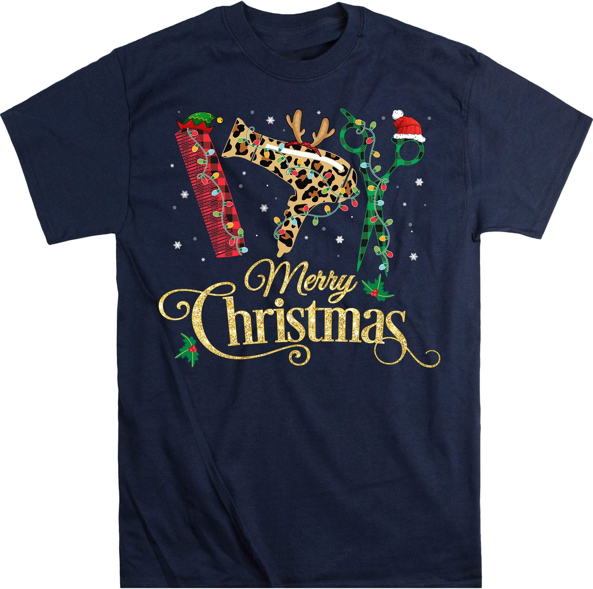 TEEDIYMerry Christmas Hairstylist Funny Tool Hairdresser Barber T-Shirts - Navy XX-Large