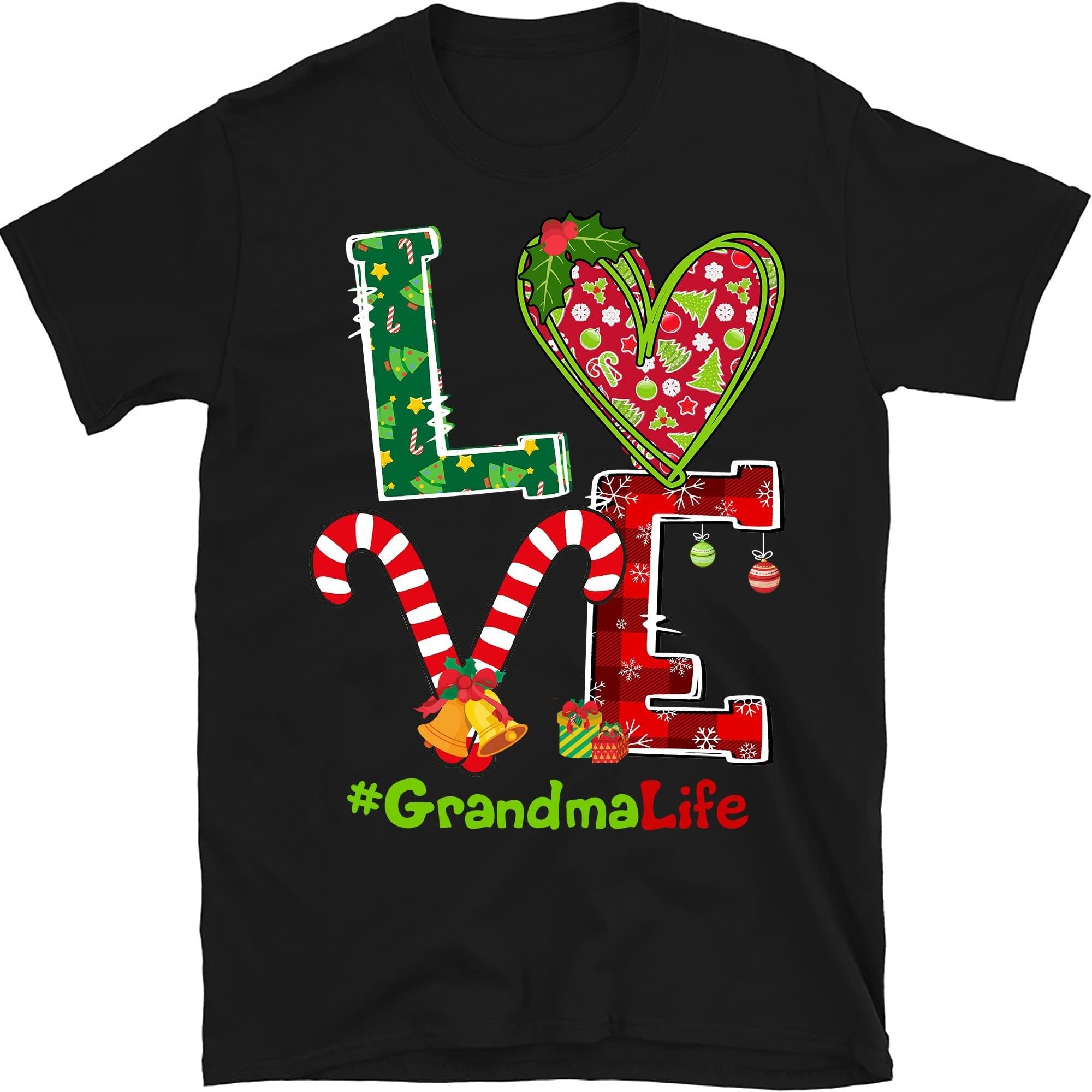 TEEDIYPersonalized Grandma Life Christmas Shirt, Custom Nana Christmas Shirt, for Grandpa, Mother, Dad, Mothers Day, Fathers Day, Merry Christmas, Grandma Shirt with Grandkids Names Multicolored