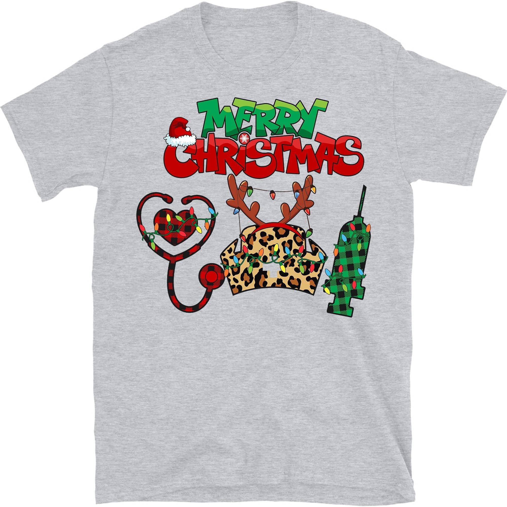 TEEDIYNurse Christmas Shirt, Buffalo Leopard Nurse, for Nurse Lovers - Sport Grey Small