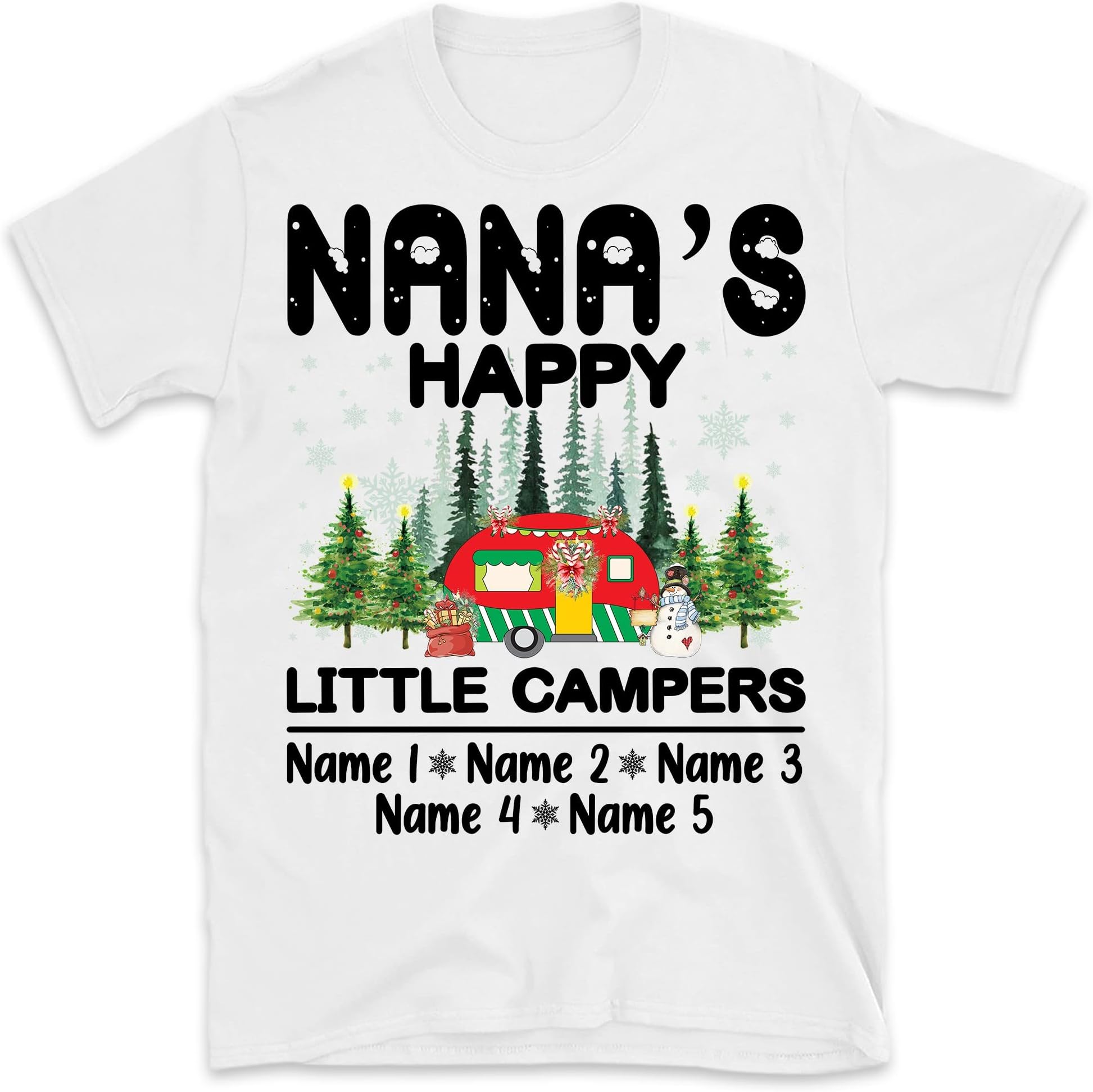TEEDIYNana Custom Camping Shirt, Cute Personalized Camping Gift, Nanas Happy Little Campers, Custom Grandchildrens Names Shirt