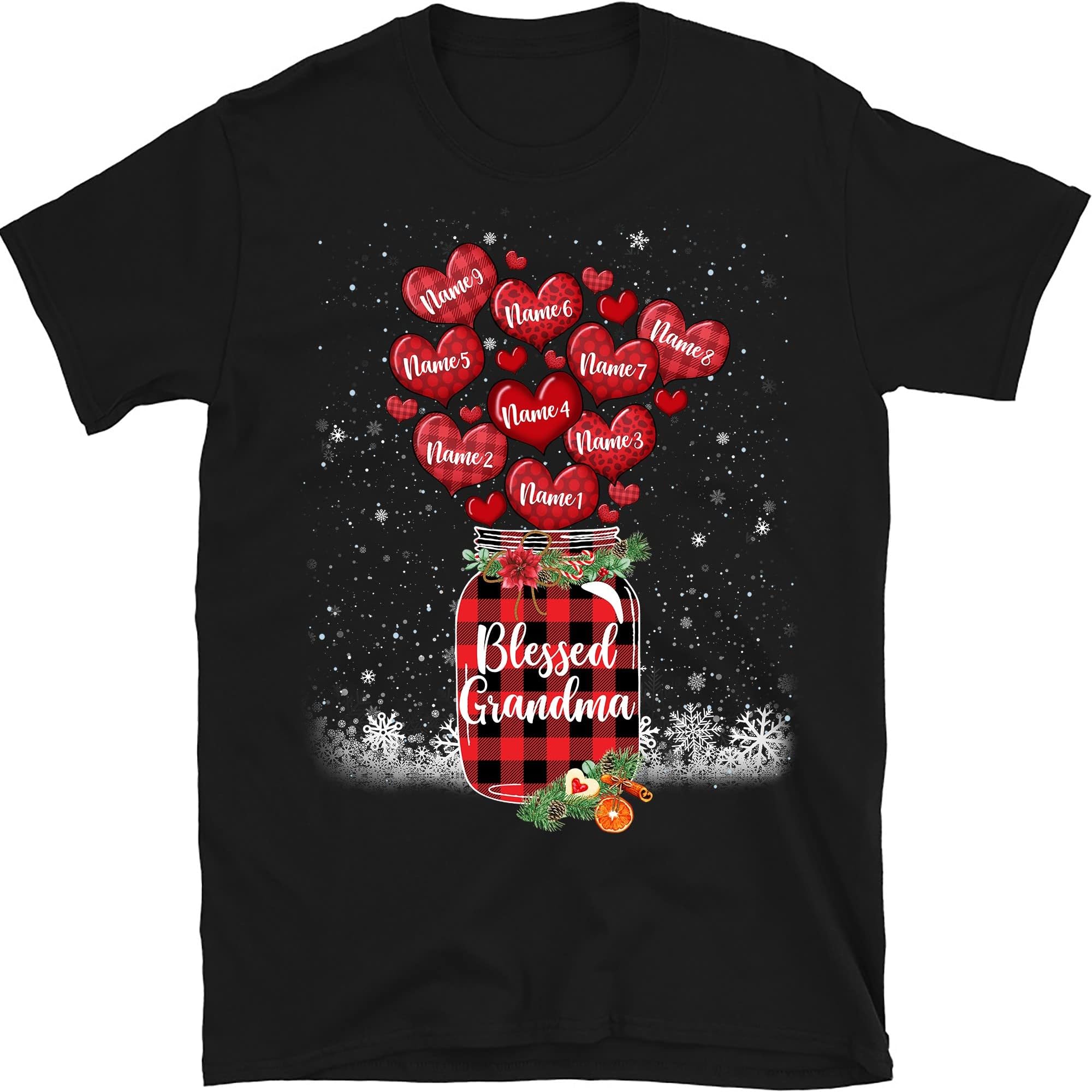 TEEDIYPersonalized Grandma Christmas Shirt, Custom Nana Christmas Shirt, for Grandpa, Mom, Dad, Merry Christmas, Grandma Shirt with Grandkids Names Multicolored