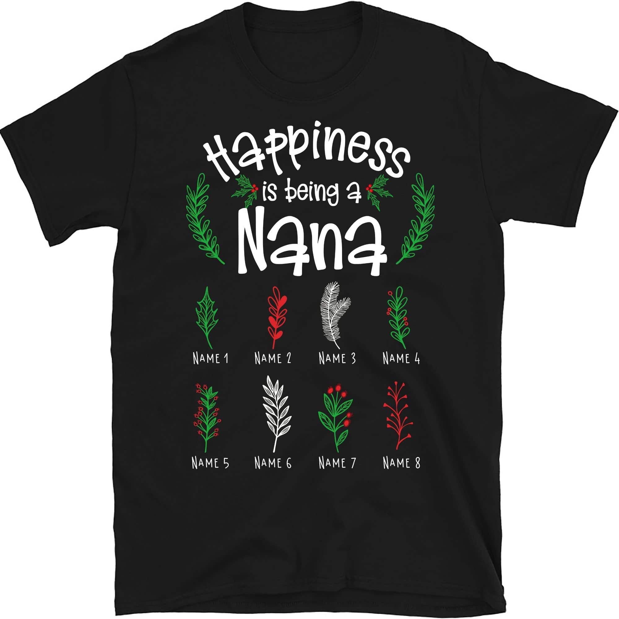 TEEDIYPersonalized Grandma Christmas Shirt, Custom Nana Christmas Shirt, for Grandpa, Mom, Dad, Happiness is Being a Grandma Shirt Multicolored
