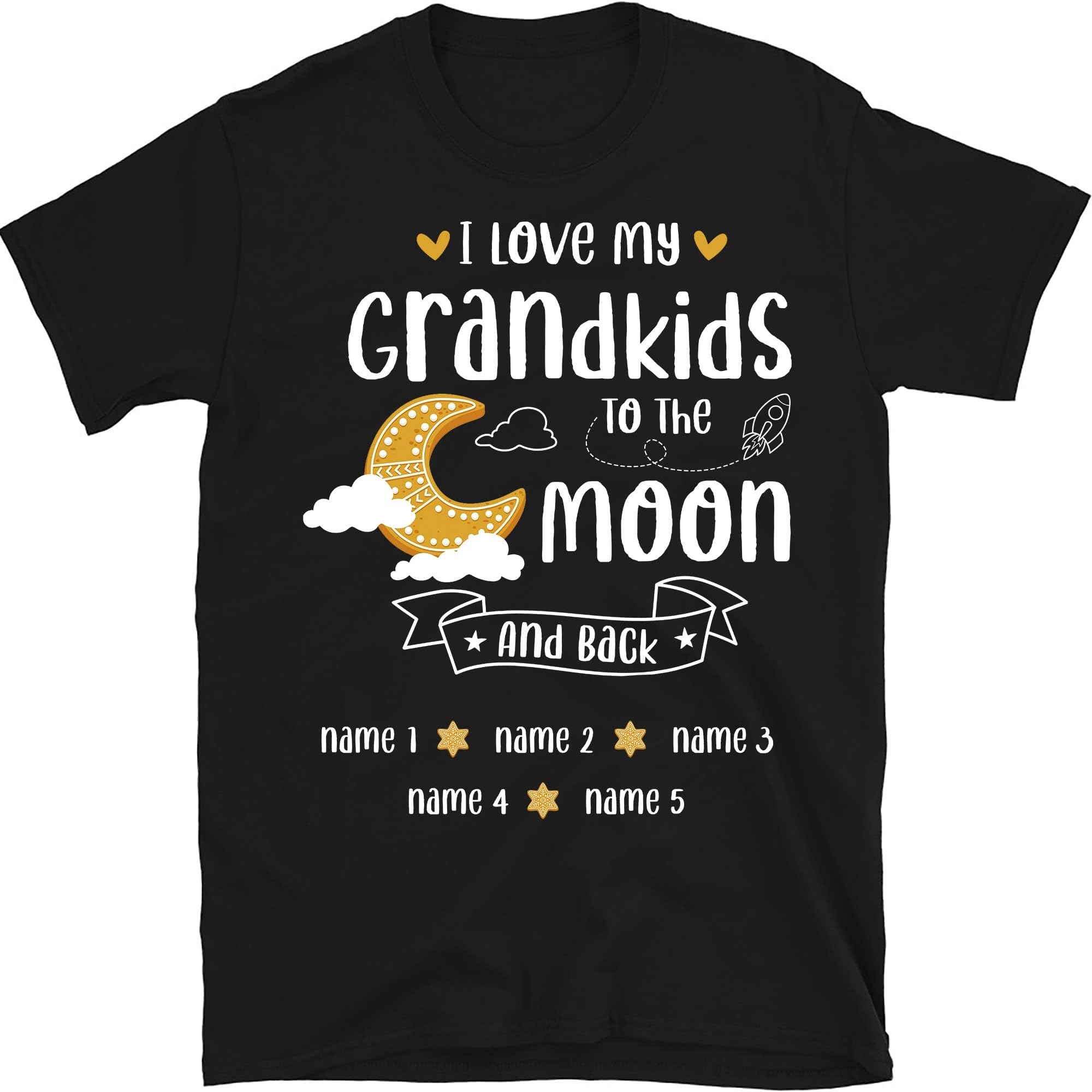 TEEDIYPersonalized Grandma Christmas Shirt, I Love My Grandkids to The Moon and Back, Custom Nana Christmas Shirt, for Grandpa, Mom, Dad, Merry Christmas, Grandkids Names Shirt Multicolored