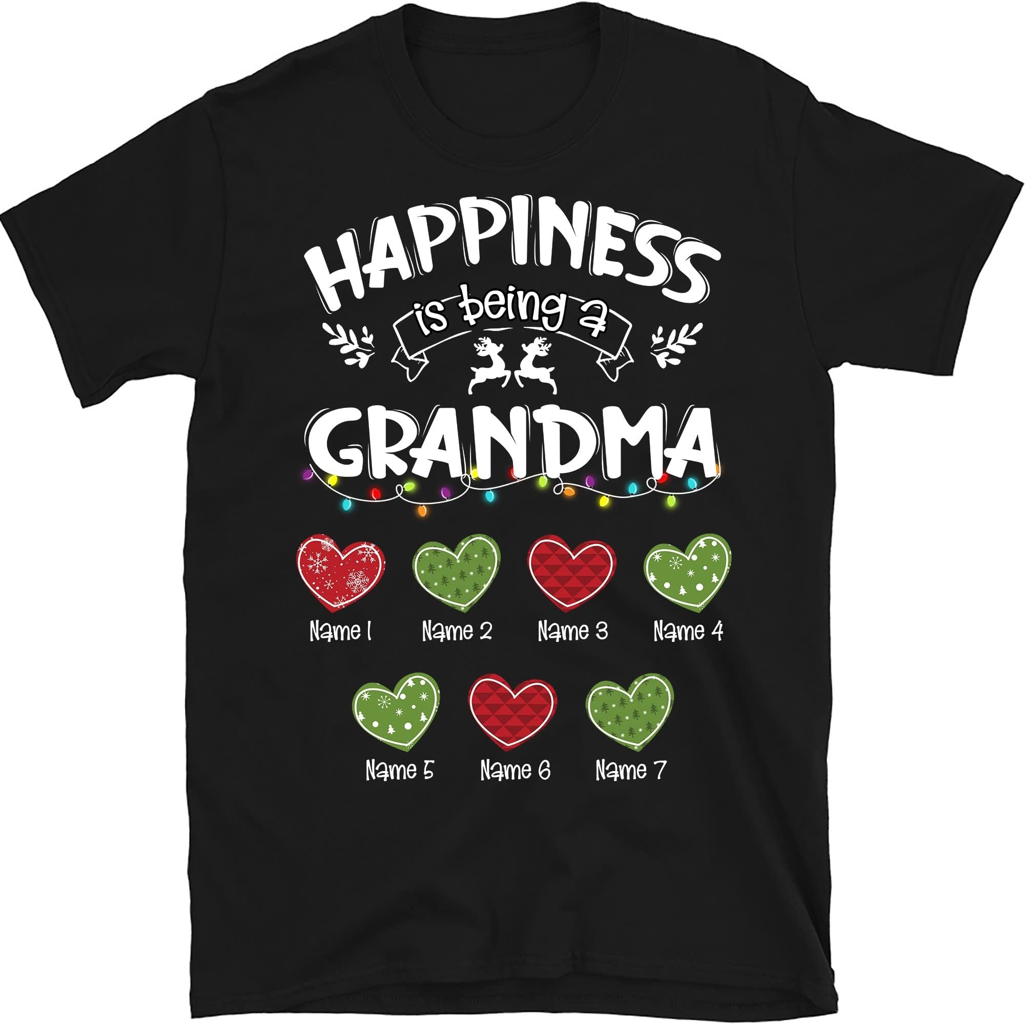 TEEDIYPersonalized Grandma Christmas Shirt, Custom Nana Christmas Shirt, for Grandpa, Mom, Dad, Happiness is Being a Grandma Multicolored