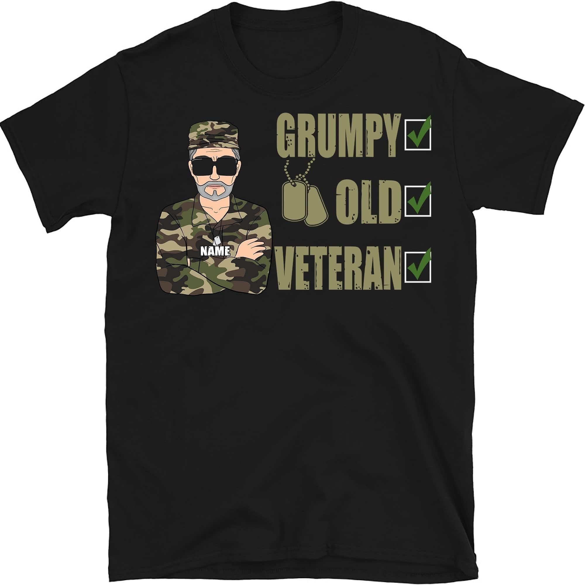 TEEDIYVeteran Shirt Grumpy Old Veteran Personalized Gift, Fathers Day Shirt Military Shirt Multicolored