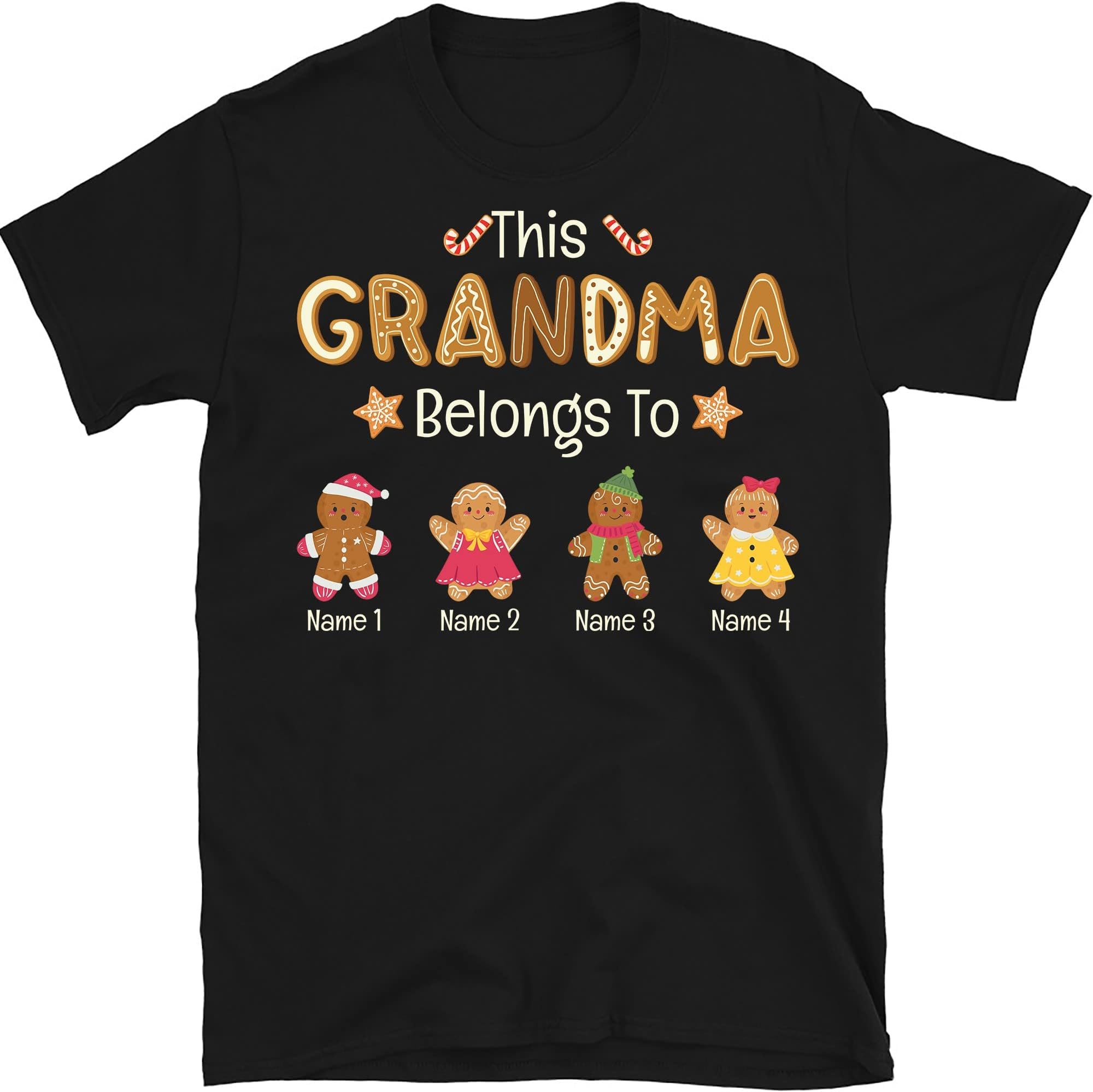 TEEDIYGrandma with Grandkids Name Christmas Personalized T Shirt, Grandmas Little Cookies Christmas Cookies Kids Name Shirt, Custom Grandma Shirt