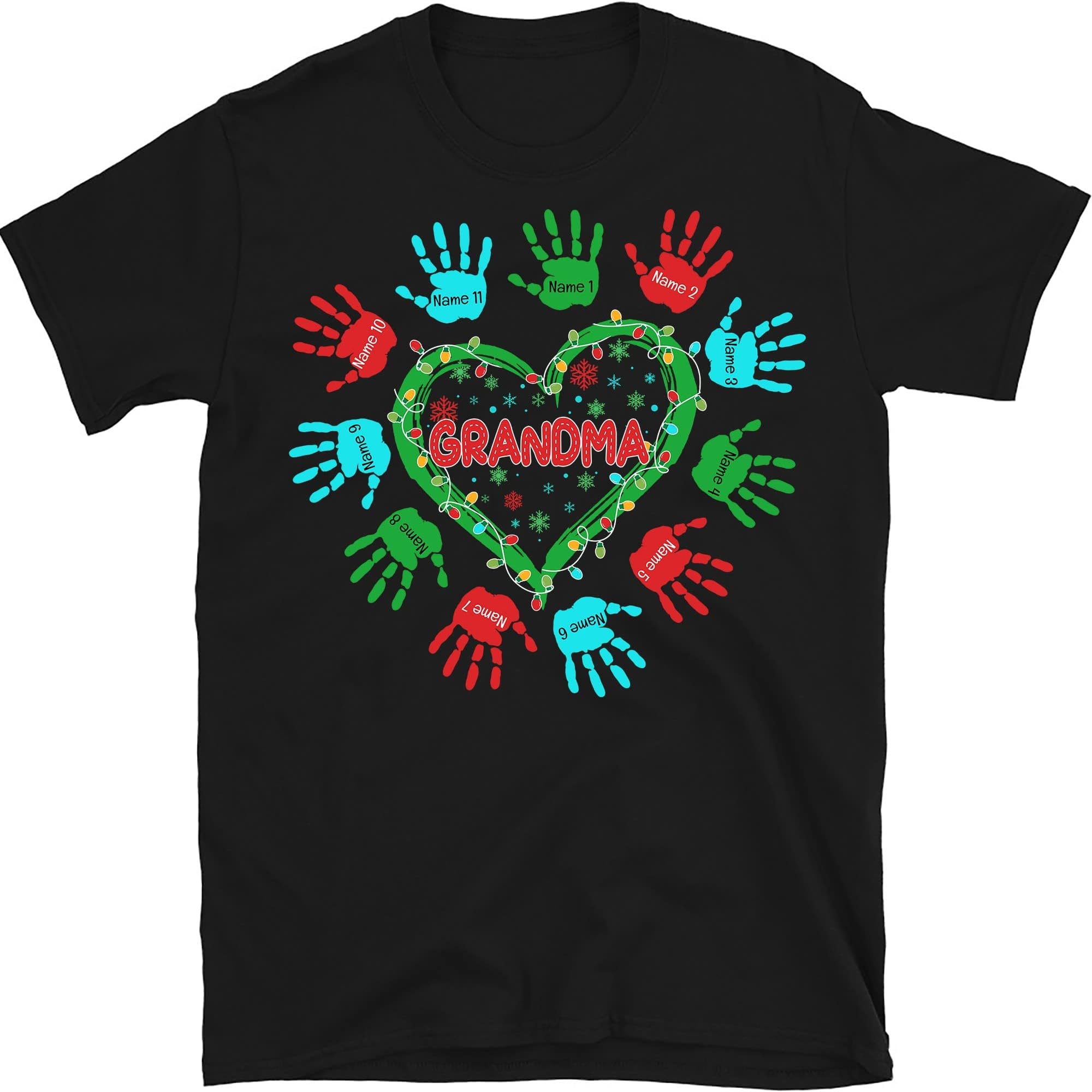TEEDIYPersonalized Grandma Christmas Shirt, Custom Nana Christmas Shirt, for Grandpa, Mom, Dad, Merry Christmas, Grandkids Names Shirt Multicolored