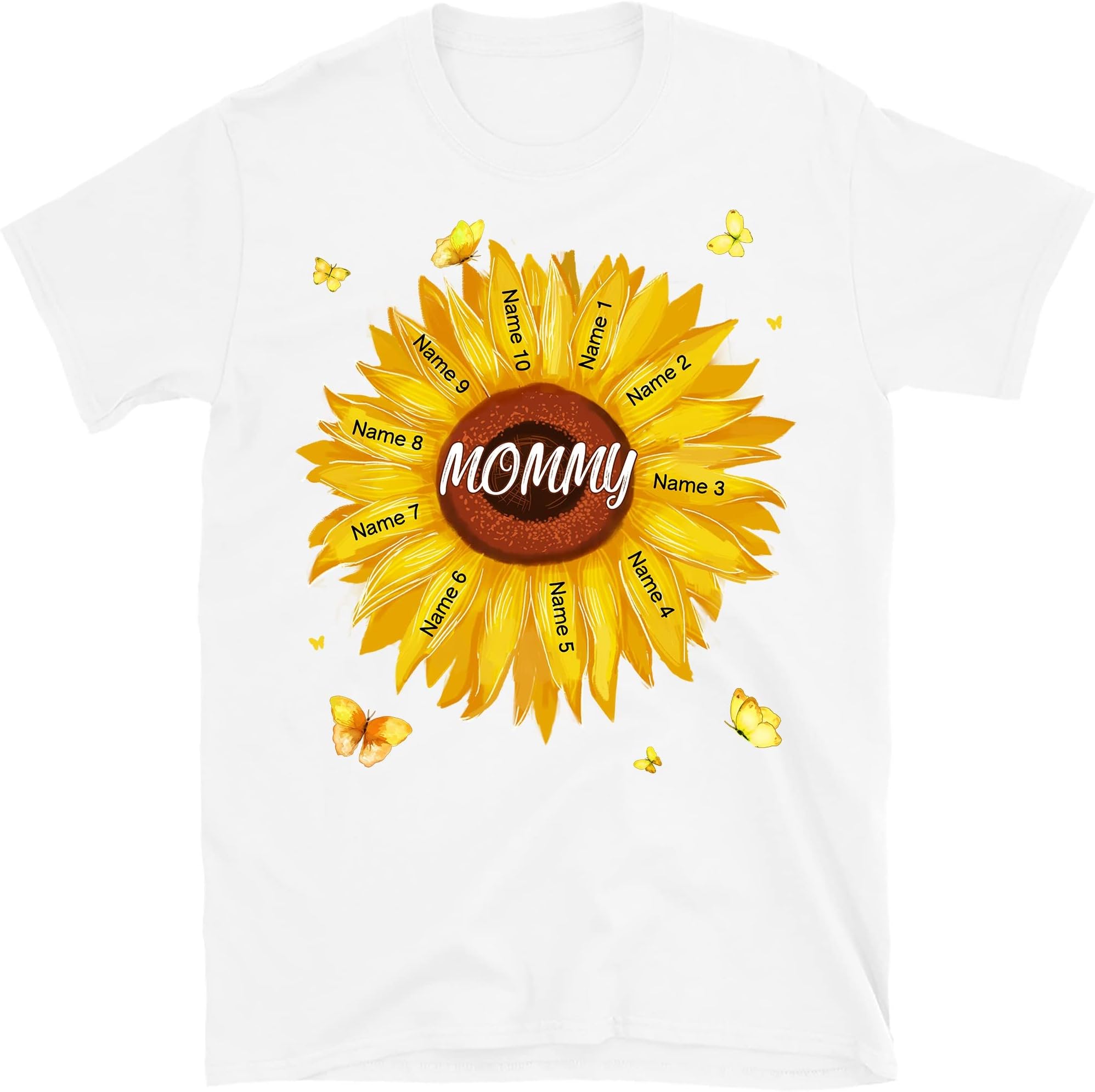 TEEDIYPersonalized Mom Grandma Sunflower Christmas Shirt, Custom Grandkids Names Grandma T Shirt, Mom and Children Shirt
