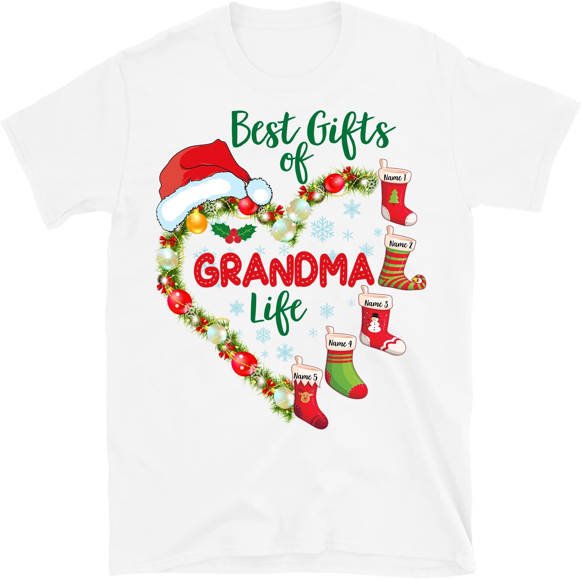 TEEDIYPersonalized Nana Christmas Shirt, Nanas Christmas Candy Canes, Custom Grandkids Grandma T-Shirt, Best Gift of Grandma Life Multicolored