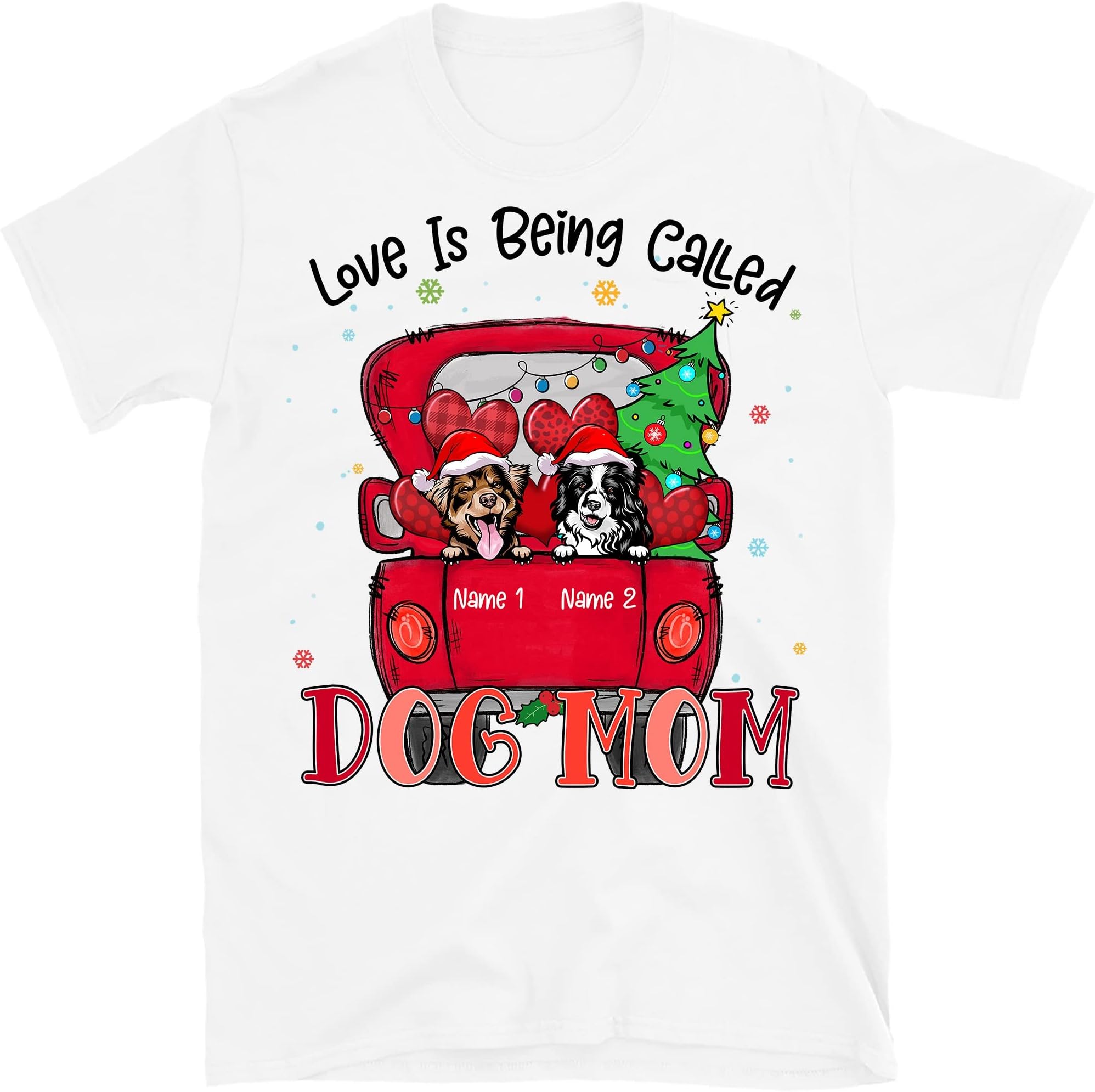 TEEDIYPersonalized Christmas Dog T Shirt, Christmas Dog Tree Shirt, Gift for Dog Lovers Men Women Shirts, Custom Dogs Shirt, Love is Being Called Dog Mom Multicolored