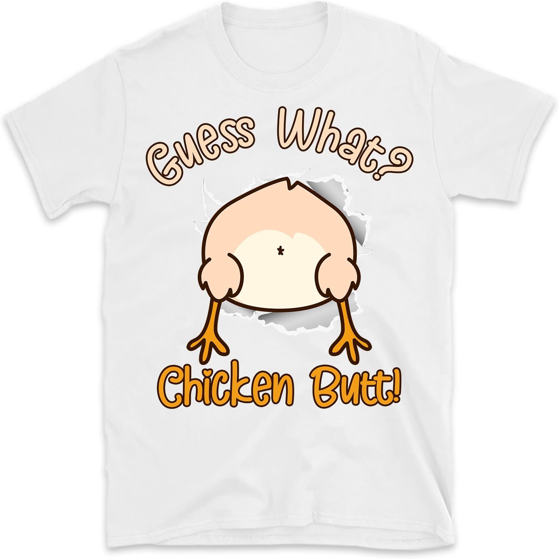 TEEDIYFunny What Chicken Butt! White Design T-Shirts T-Shirt - White Large