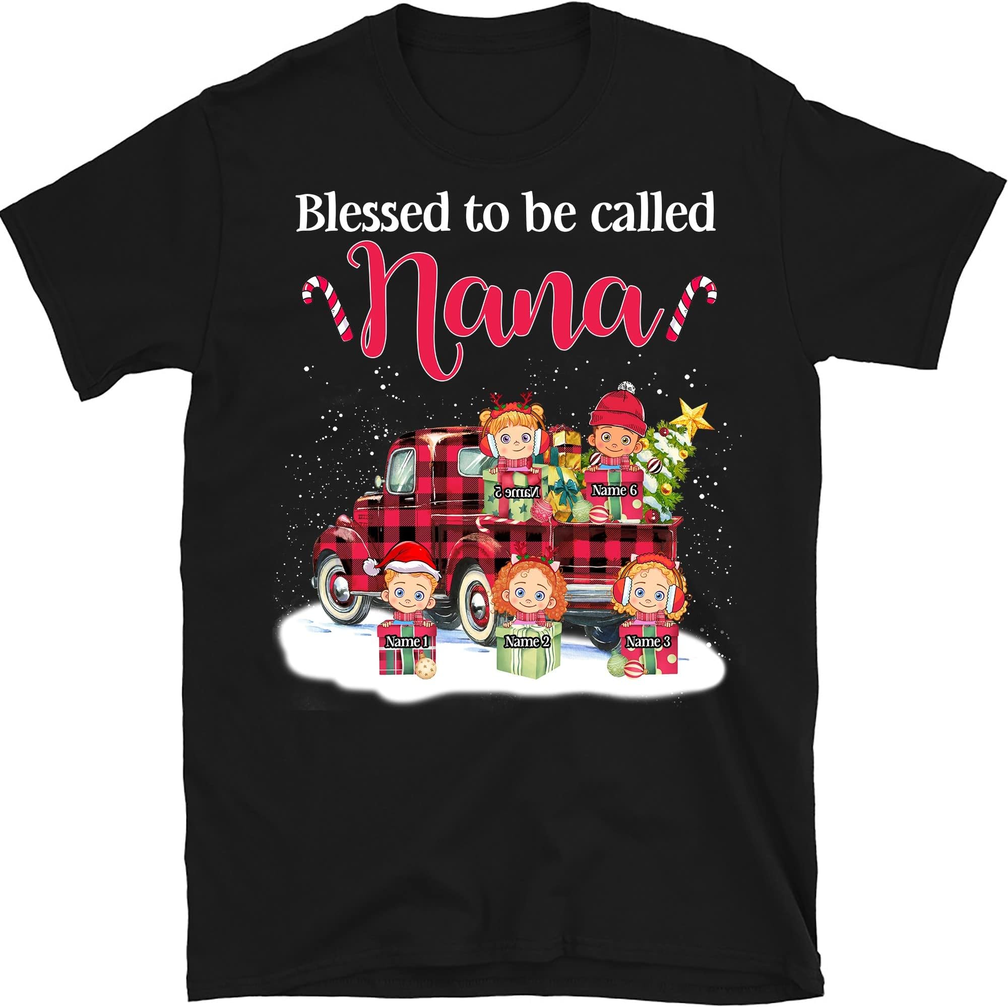 TEEDIYPersonalized Grandma Christmas Shirt, Custom Funny Mimi Shirt, Custom Grandma with Kids Name Christmas Nana Shirt, for Grandma, Mom, Dad, Grandpa, Blessed to Be Called Nana Multicolored