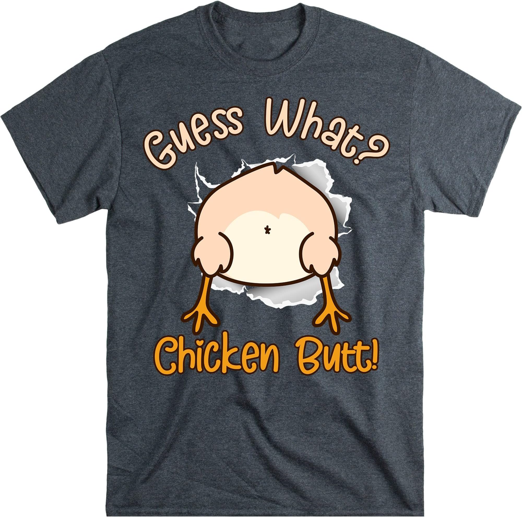 TEEDIYFunny What Chicken Butt! White Design T-Shirts T-Shirt - Dark Heather 4X-Large