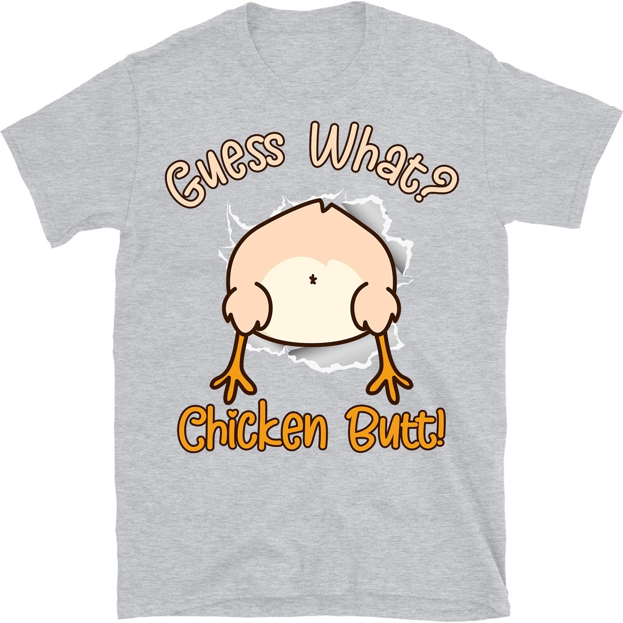 TEEDIYFunny What Chicken Butt! White Design T-Shirts T-Shirt - Sport Grey Medium