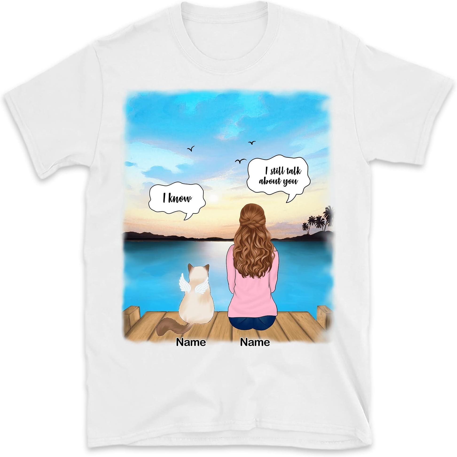 TEEDIYI Still Talk About You I Love You, Personalized Gift for Cat Mom, Just a Girl Who Loves Cats, Custom Shirt for Cat Lovers, Memorial Gifts Multicolored
