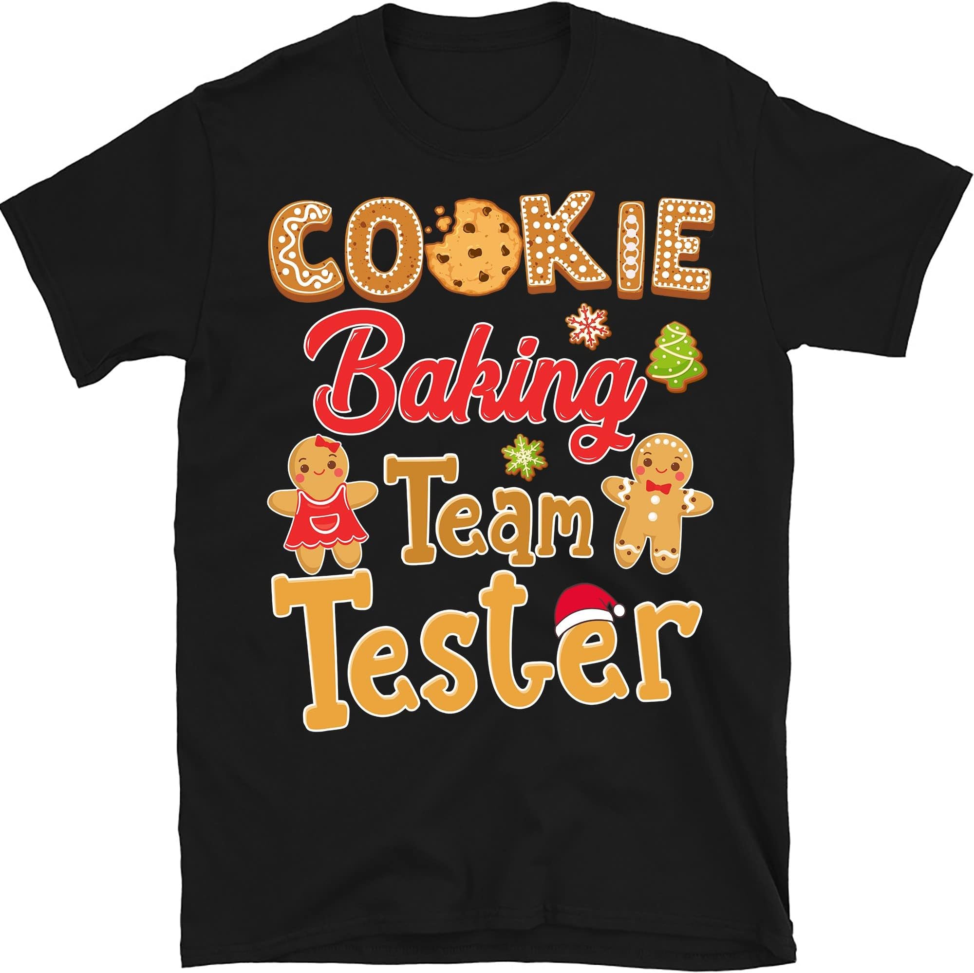 TEEDIYCookie Baking Team Tester Gingerbread Christmas T-Shirt - Black XX-Large