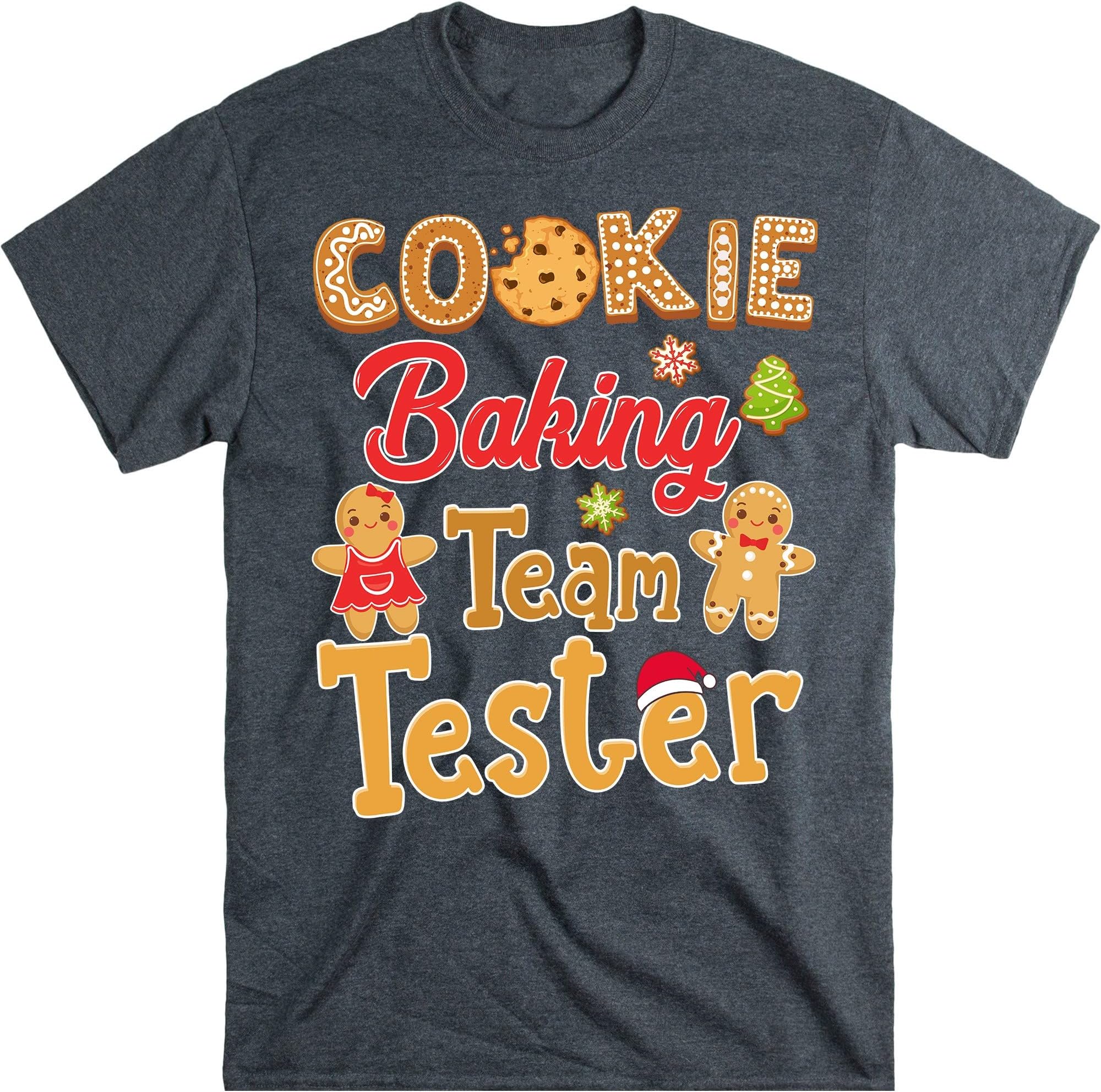 TEEDIYCookie Baking Team Tester Gingerbread Christmas T-Shirt - Dark Heather Small