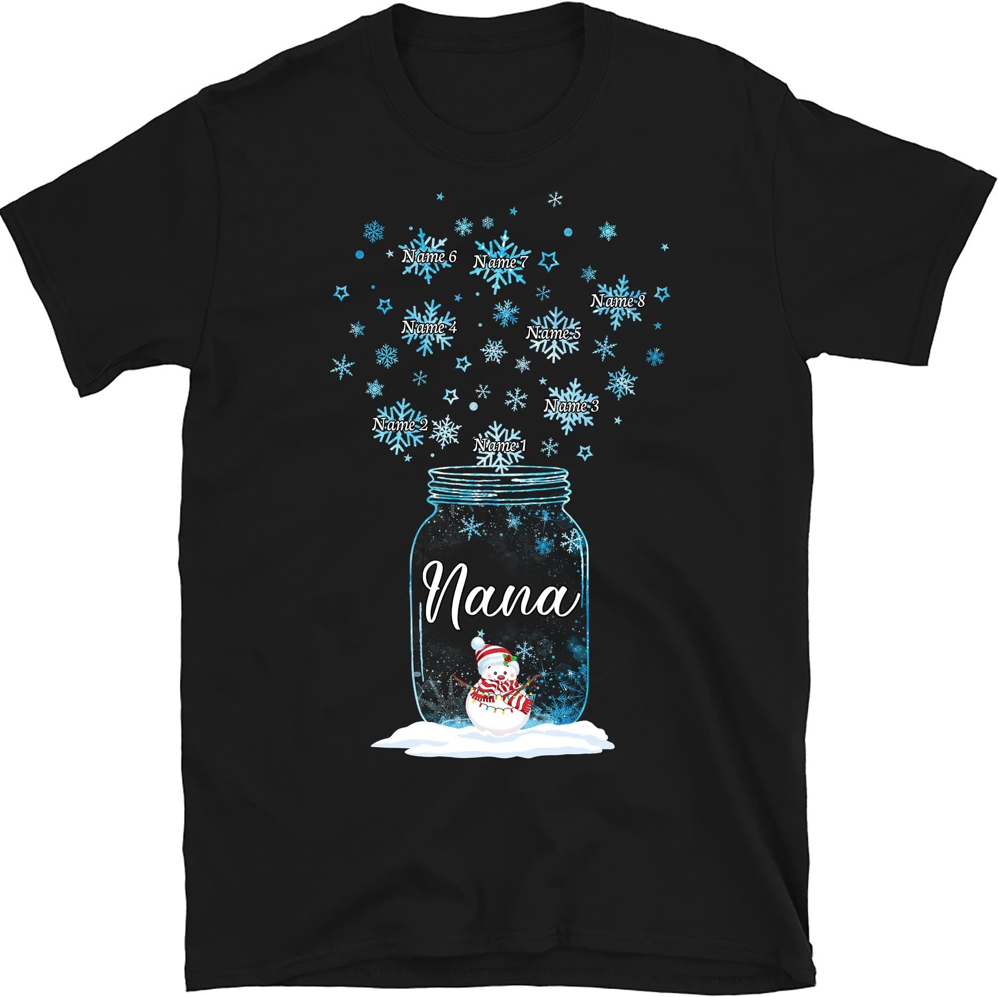 TEEDIYPersonalized Grandma with Grandkids Name Christmas Shirt,Custom Grandkids Grandpa Snowflakes T Shirt,for Nana,Mom,Dad,Christmas Grandma Shirt,Multicolor