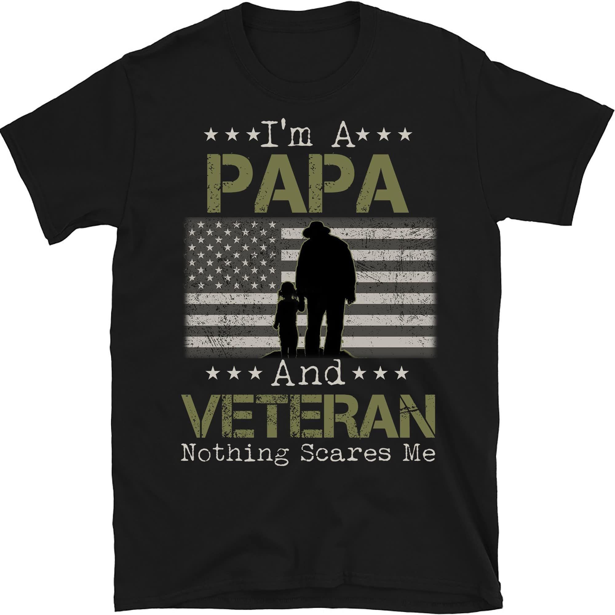 TEEDIYIm a Dad Grandpa T-Shirt Veteran Fathers Day Shirts T-Shirt, Gift for Veteran Dad Grandfather, Funny Veteran Tee - Black XX-Large