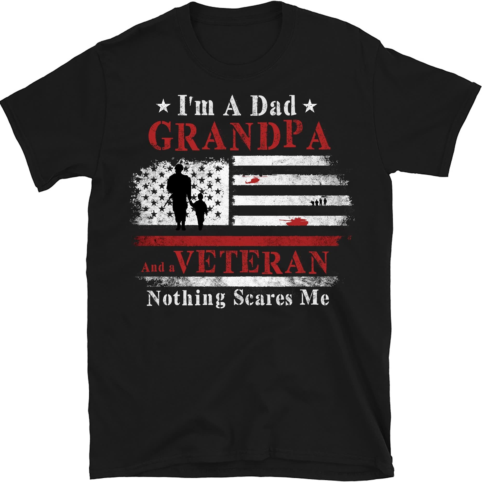 TEEDIYIm a Dad Grandpa T-Shirt Veteran Fathers Day Shirts T-Shirt, Gift for Veteran Dad Grandfather, Veteran Month Shirt - Black Large
