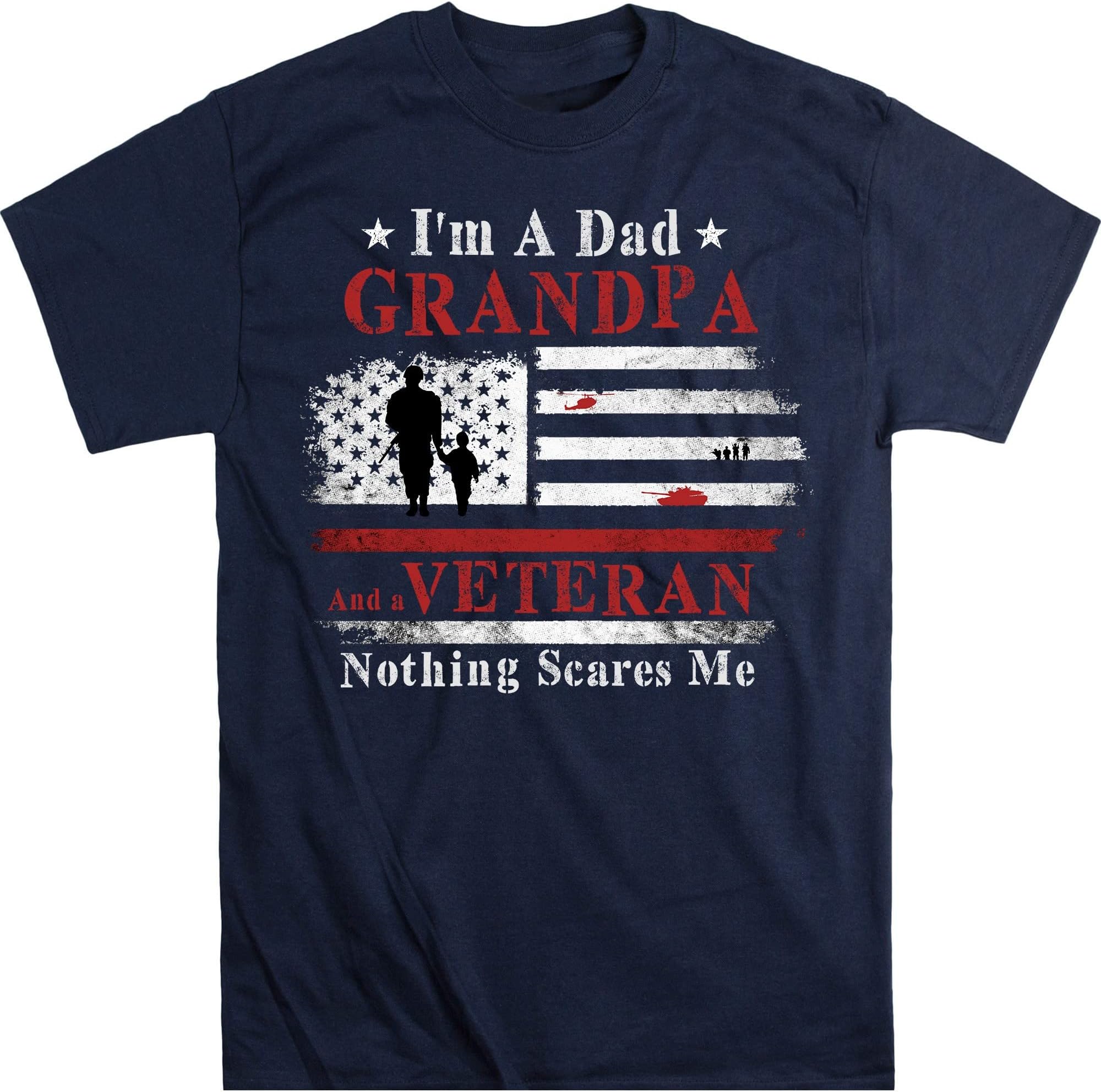 TEEDIYIm a Dad Grandpa T-Shirt Veteran Fathers Day Shirts T-Shirt, Gift for Veteran Dad Grandfather, Veteran Month Shirt - Navy 4X-Large