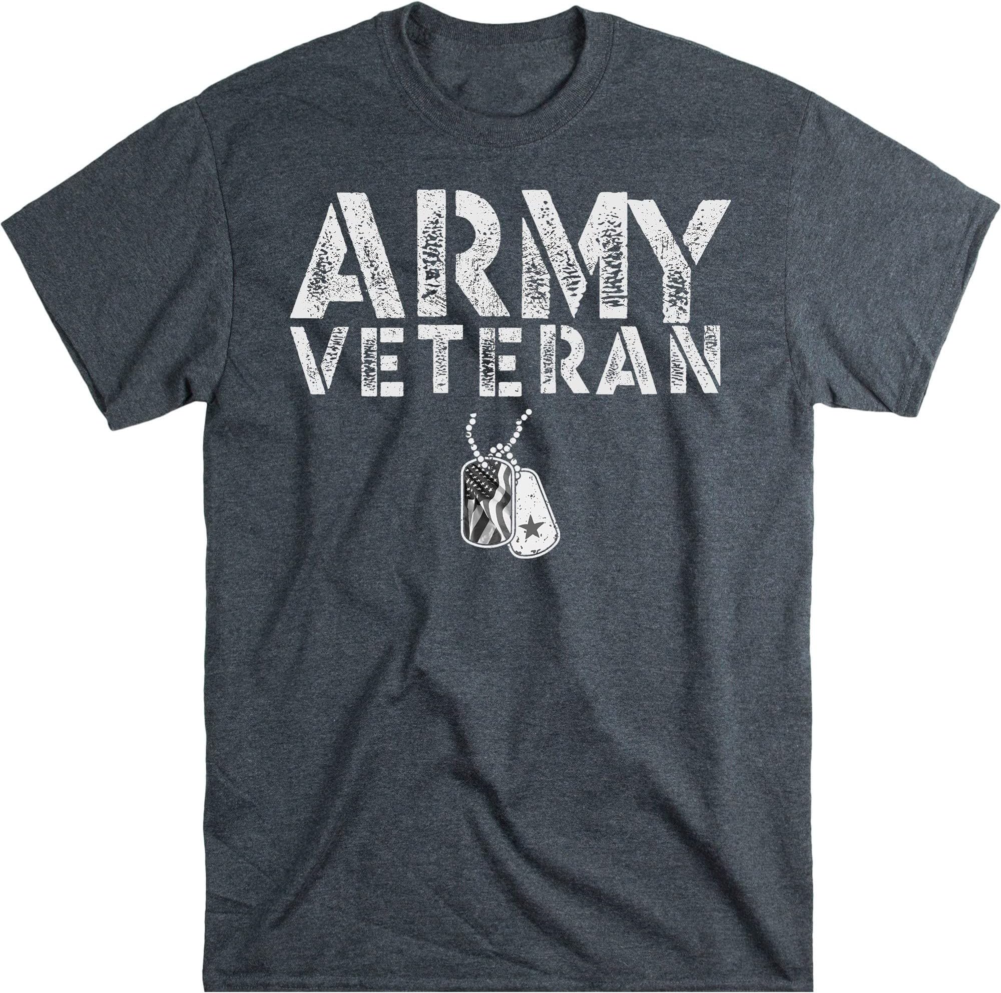 TEEDIYVeteran Fathers Day Shirts T-Shirt, Gift for Veteran Dad Grandfather, Funny Veteran Tee, Veteran Month Shirt Proud Us Army - Dark Heather Small